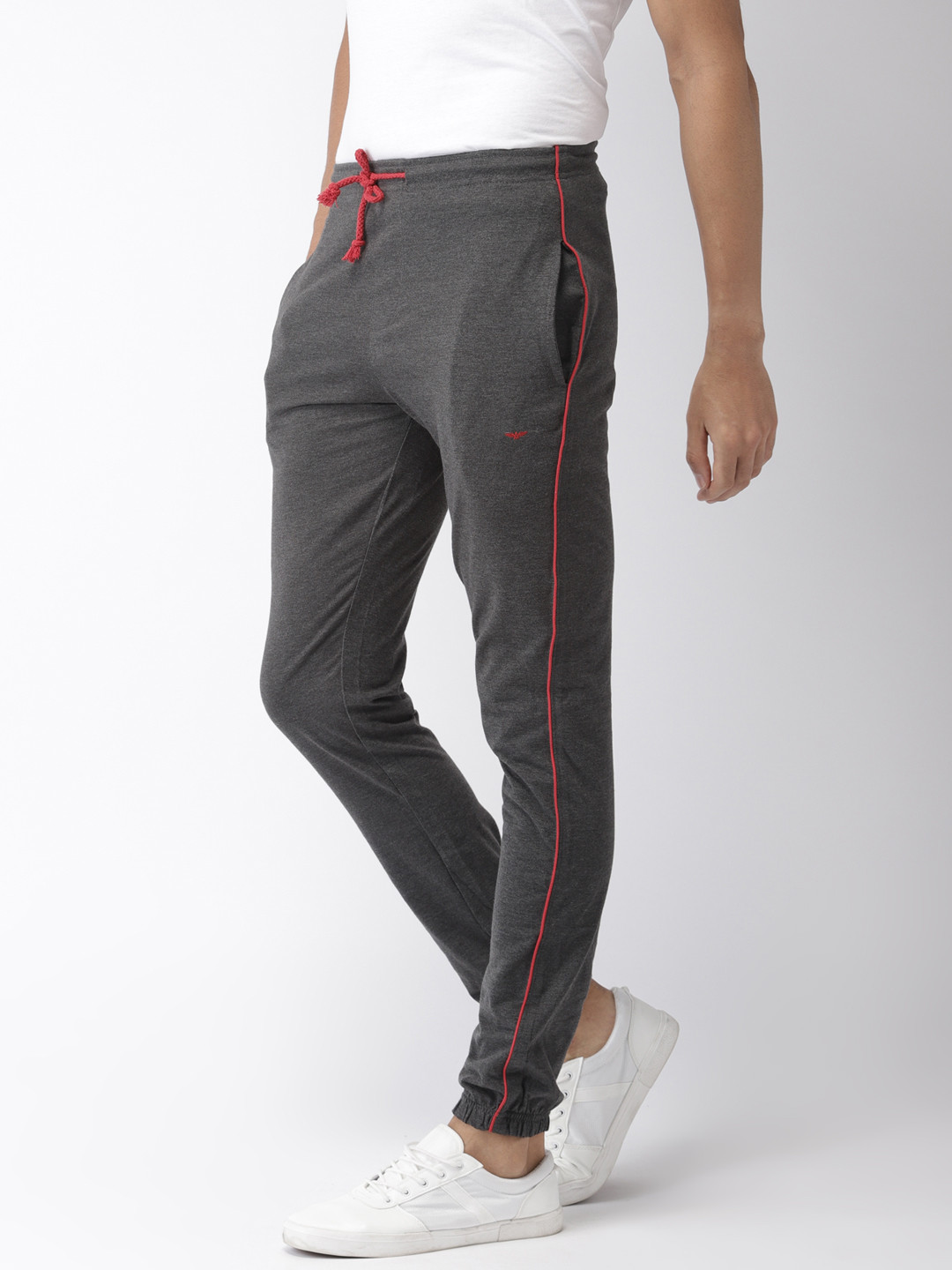 Buy Park Avenue Men Charcoal Grey Solid Joggers - Track Pants for Men ...