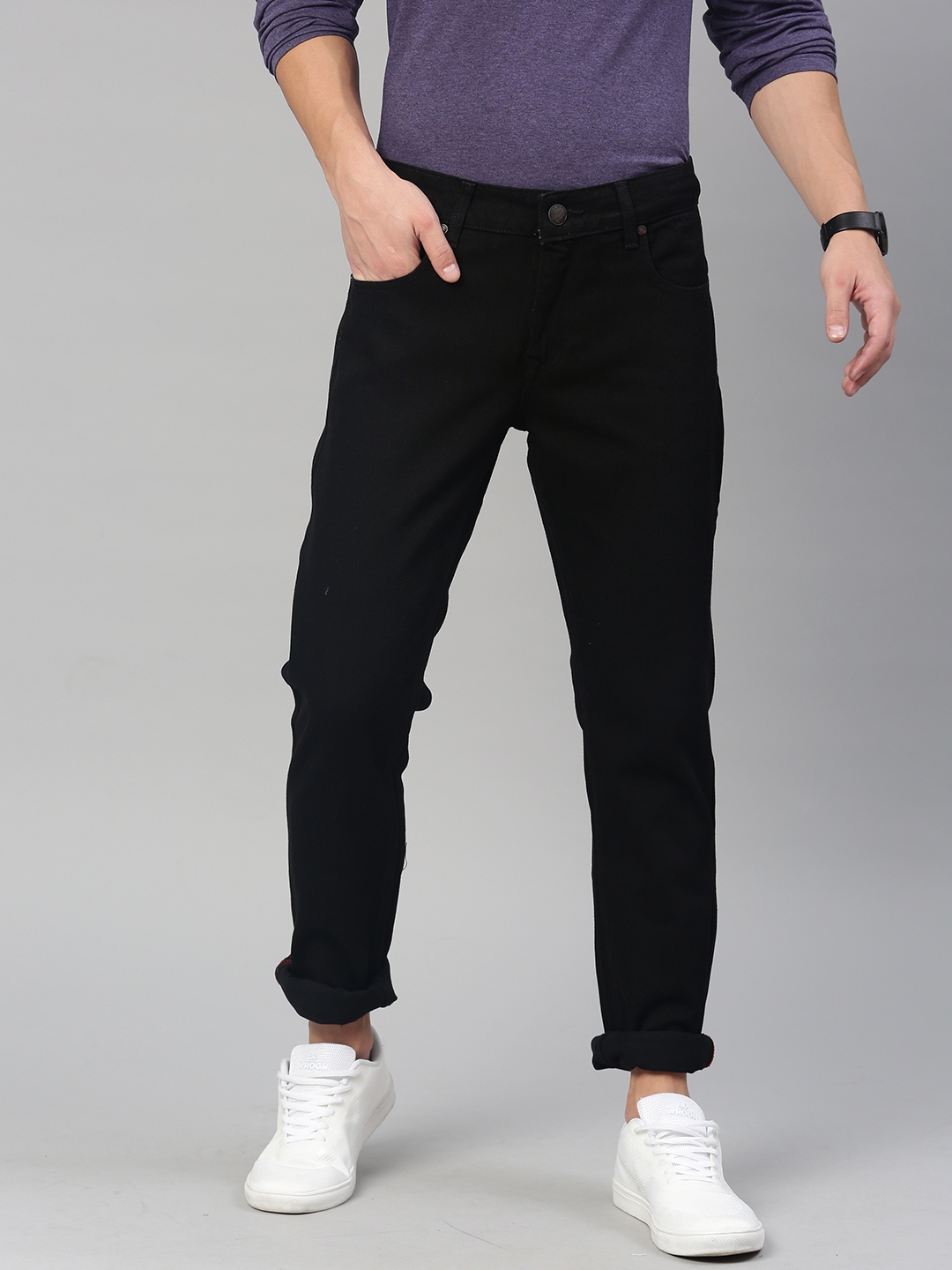 black straight fit jeans mens