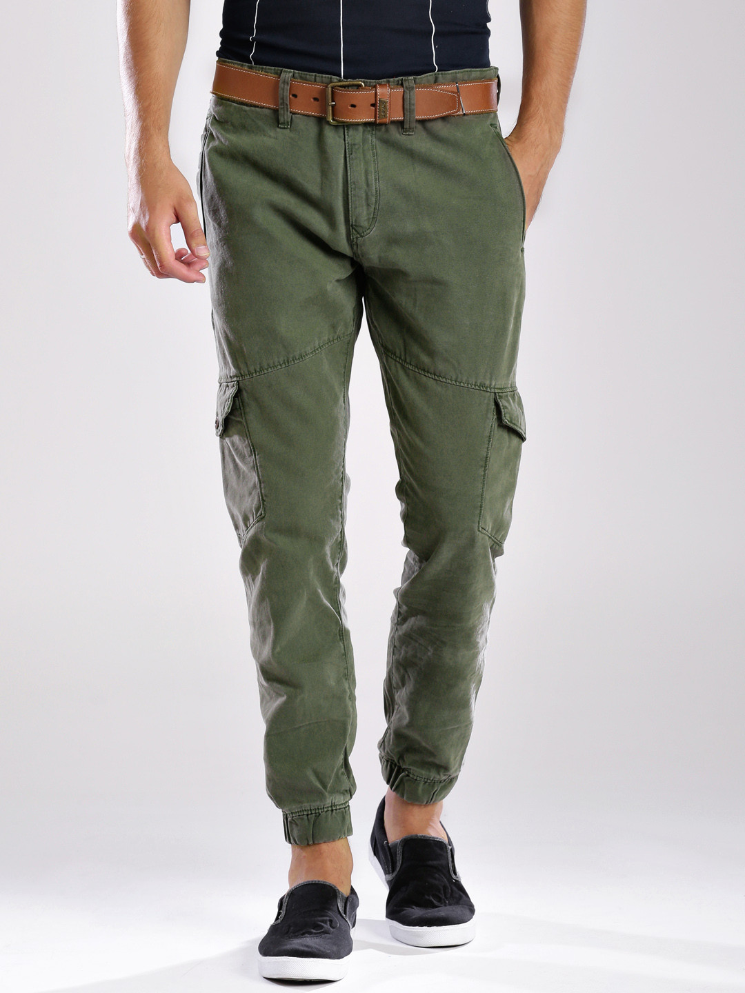 Buy Tommy Hilfiger Olive Green Slim Cargo Trousers Trousers for Men