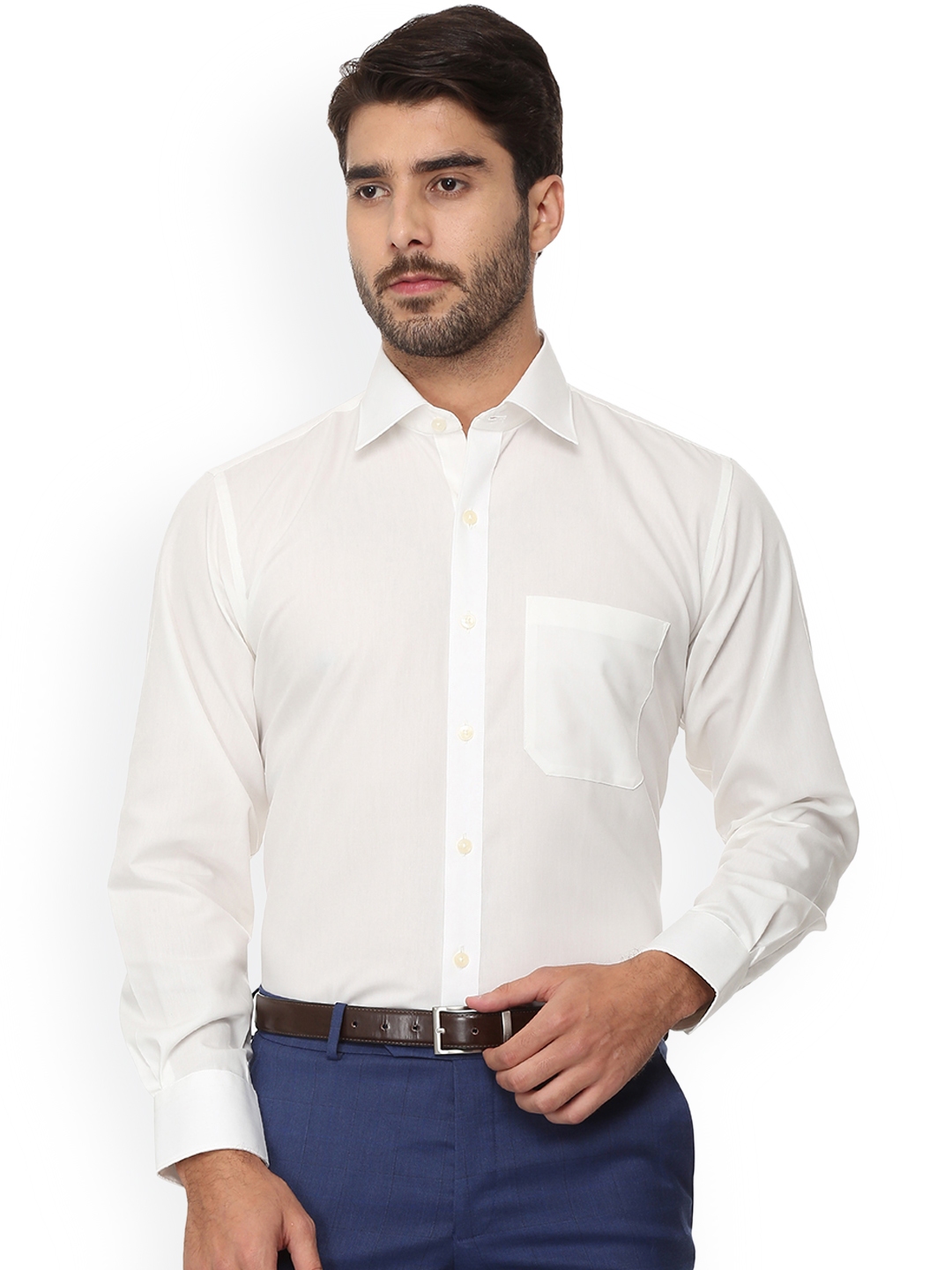 Buy Louis Philippe Permapress Men White Regular Fit Solid Formal Shirt ...