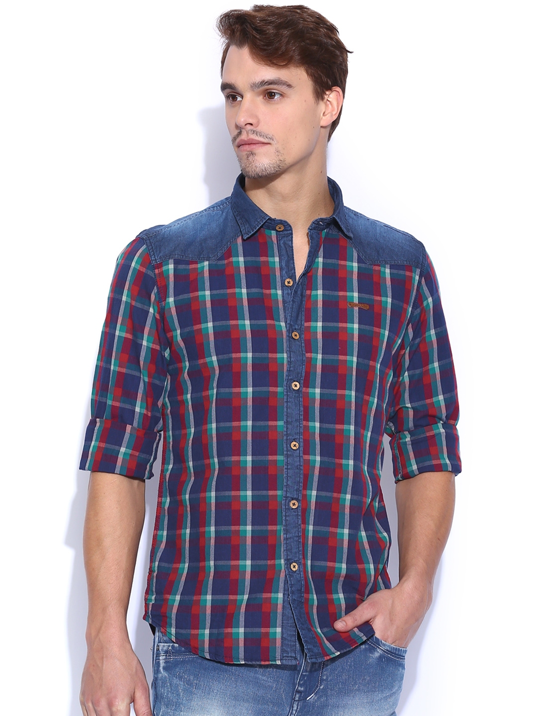 Buy TWILLS Multicoloured Scapes Checked Casual Shirt - Shirts for Men ...