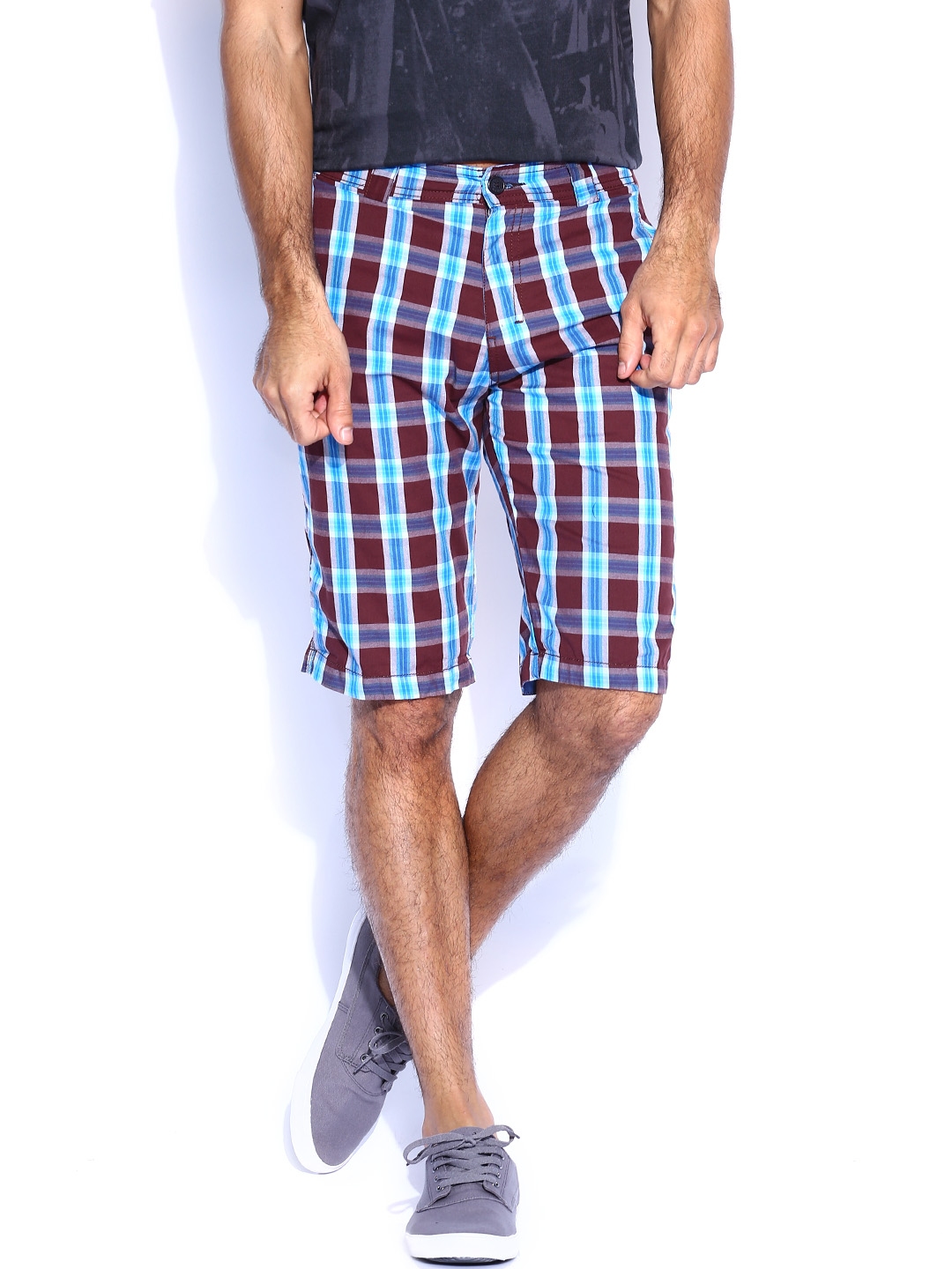 Buy Sports52 Wear Blue & Brown Checked Shorts - Shorts for Men 959648 ...