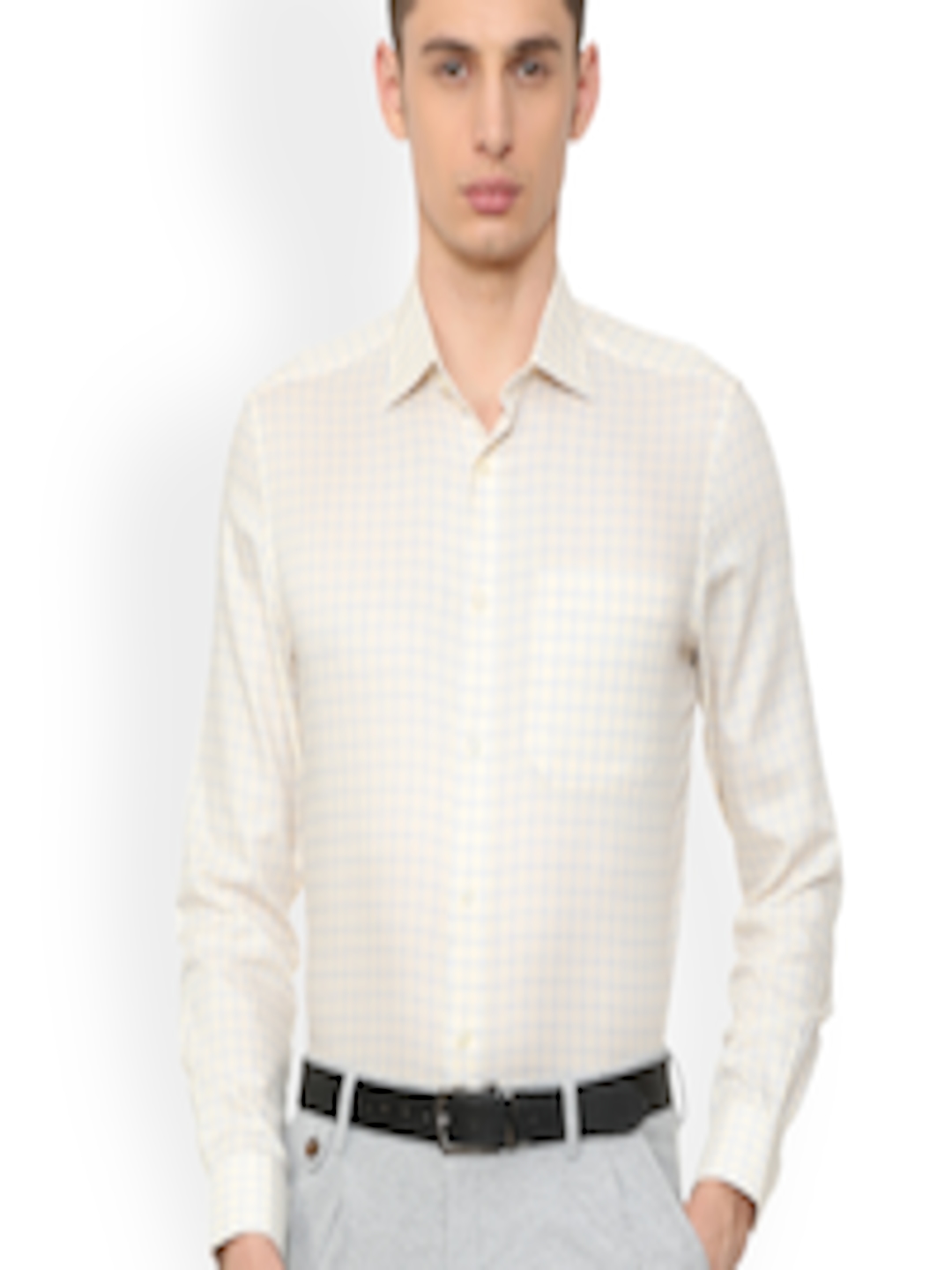 Buy Louis Philippe Men Off White Regular Fit Checked Formal Shirt - Shirts for Men 9598111 | Myntra