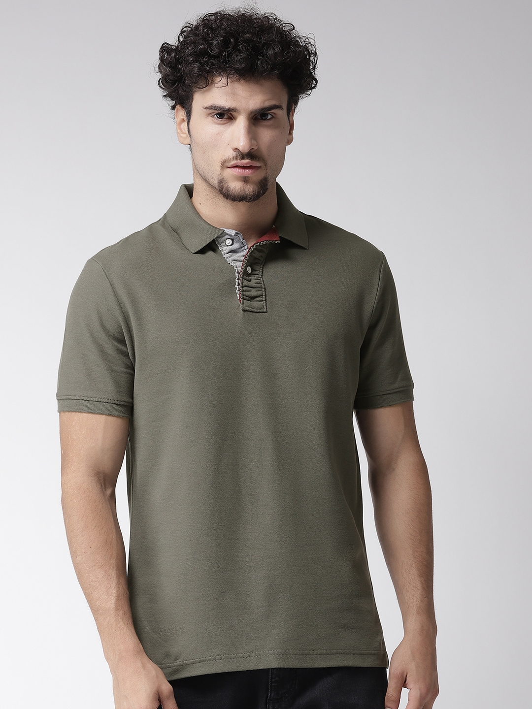 Buy Marks & Spencer Men Olive Green Solid Polo Collar T Shirt - Tshirts ...