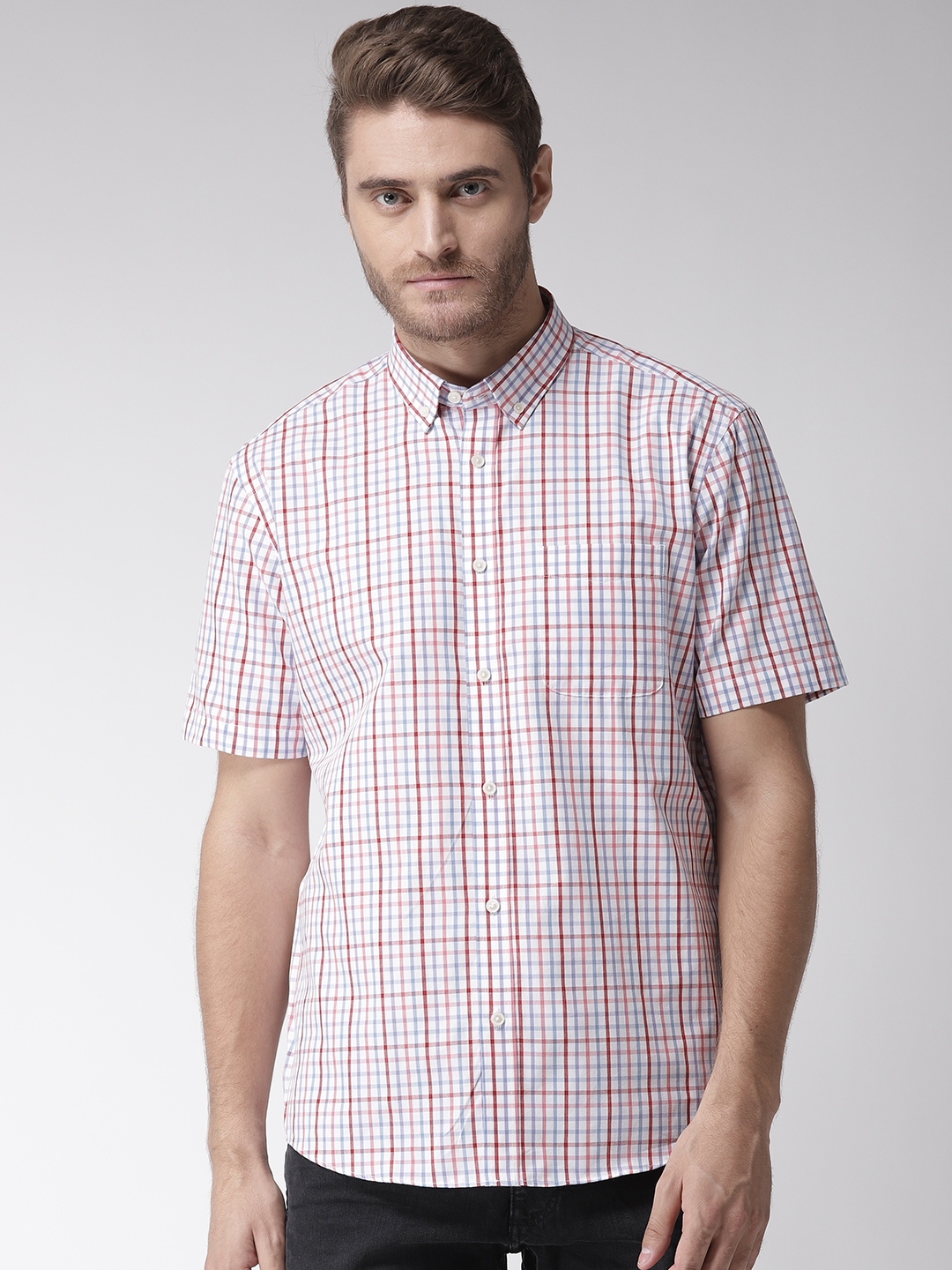 Buy Marks & Spencer Men White & Red Relaxed Regular Fit Printed Casual ...