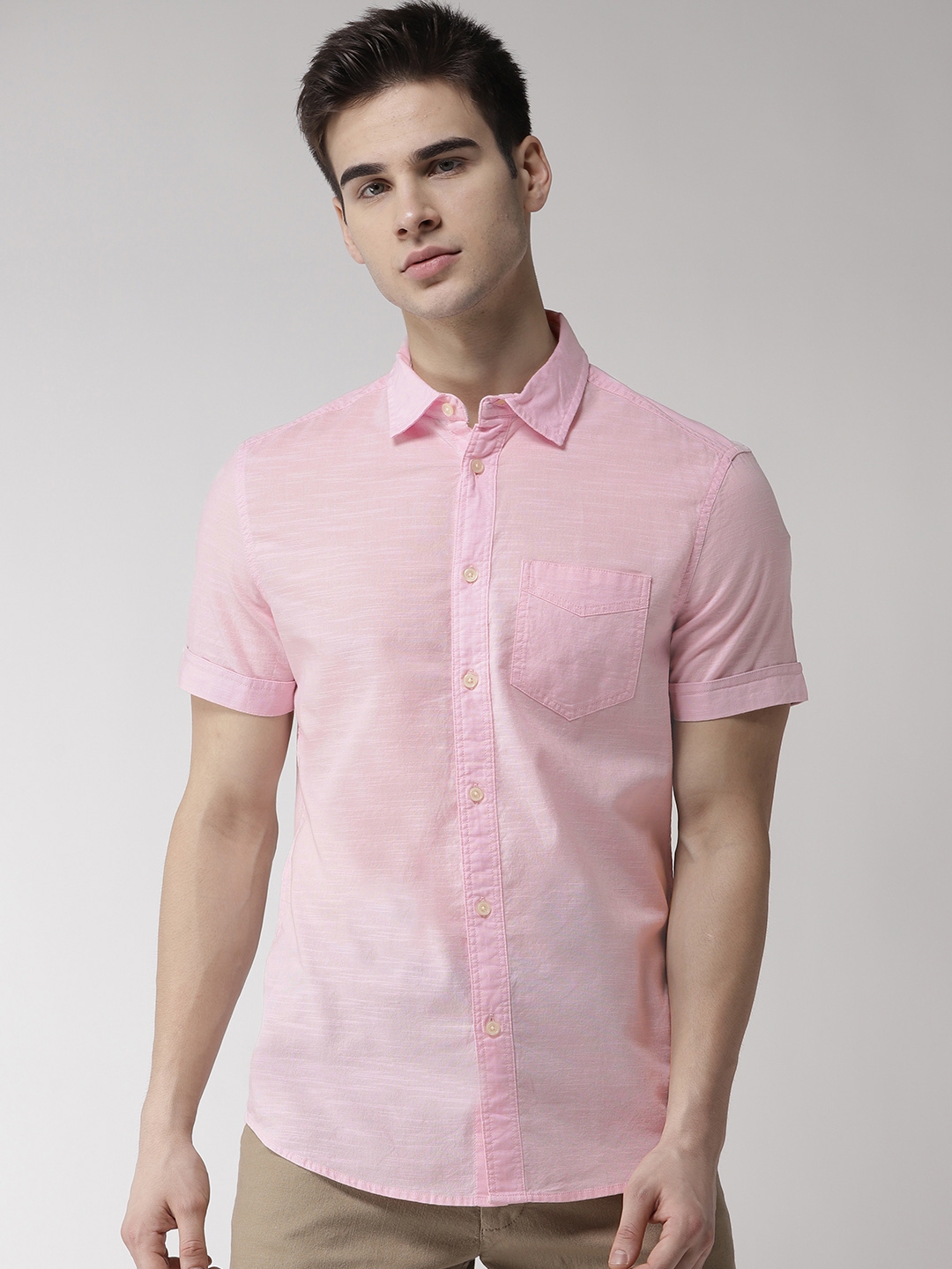 Buy Marks & Spencer Men Pink Regular Fit Solid Casual Shirt - Shirts ...