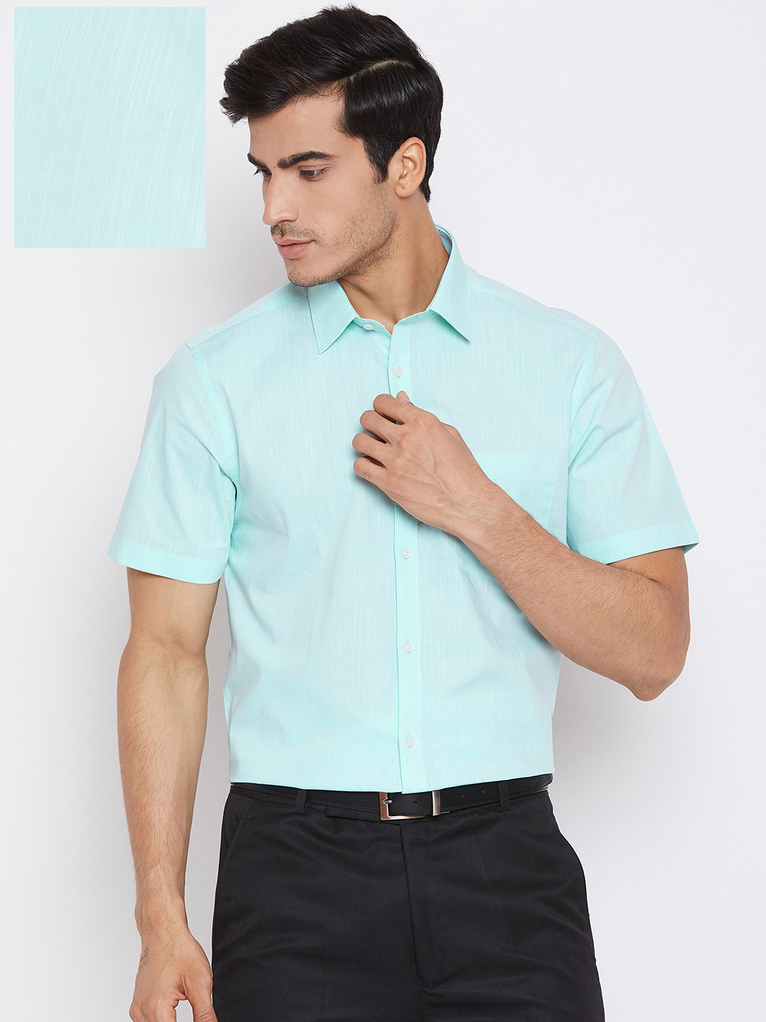 Buy Blackberrys Men Green Slim Fit Solid Formal Shirt - Shirts for Men 9599943 | Myntra