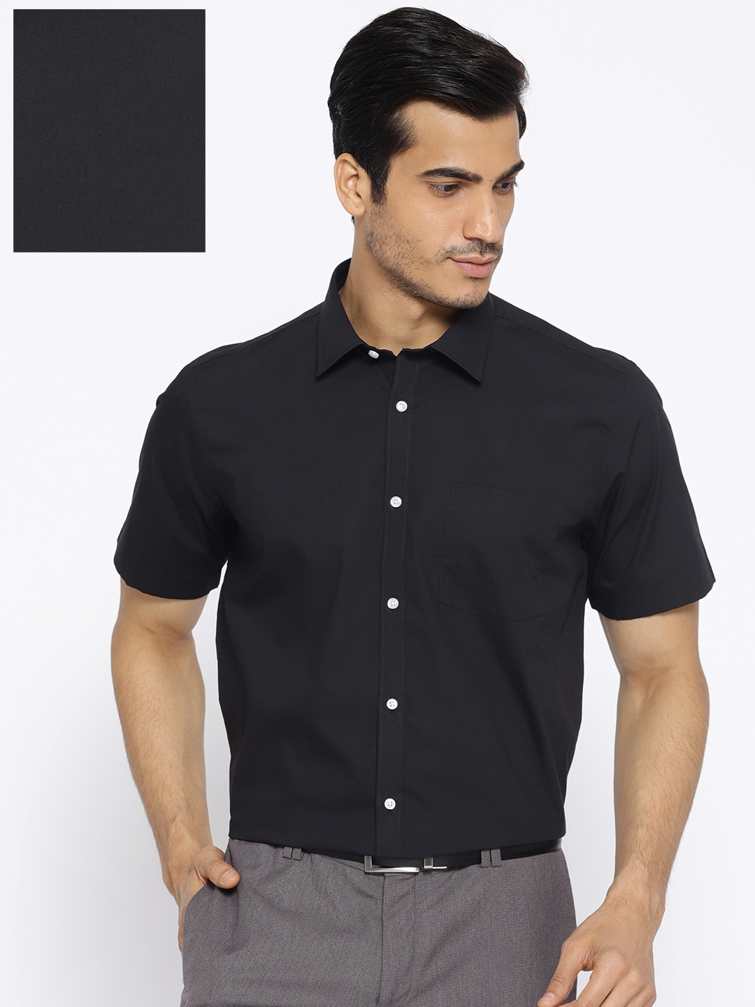 Buy Blackberrys Men Black Slim Fit Solid Casual Shirt - Shirts for Men ...
