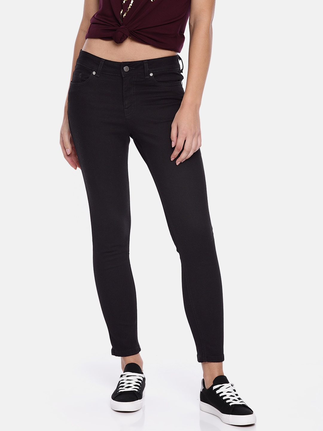 ladies black straight leg jeans