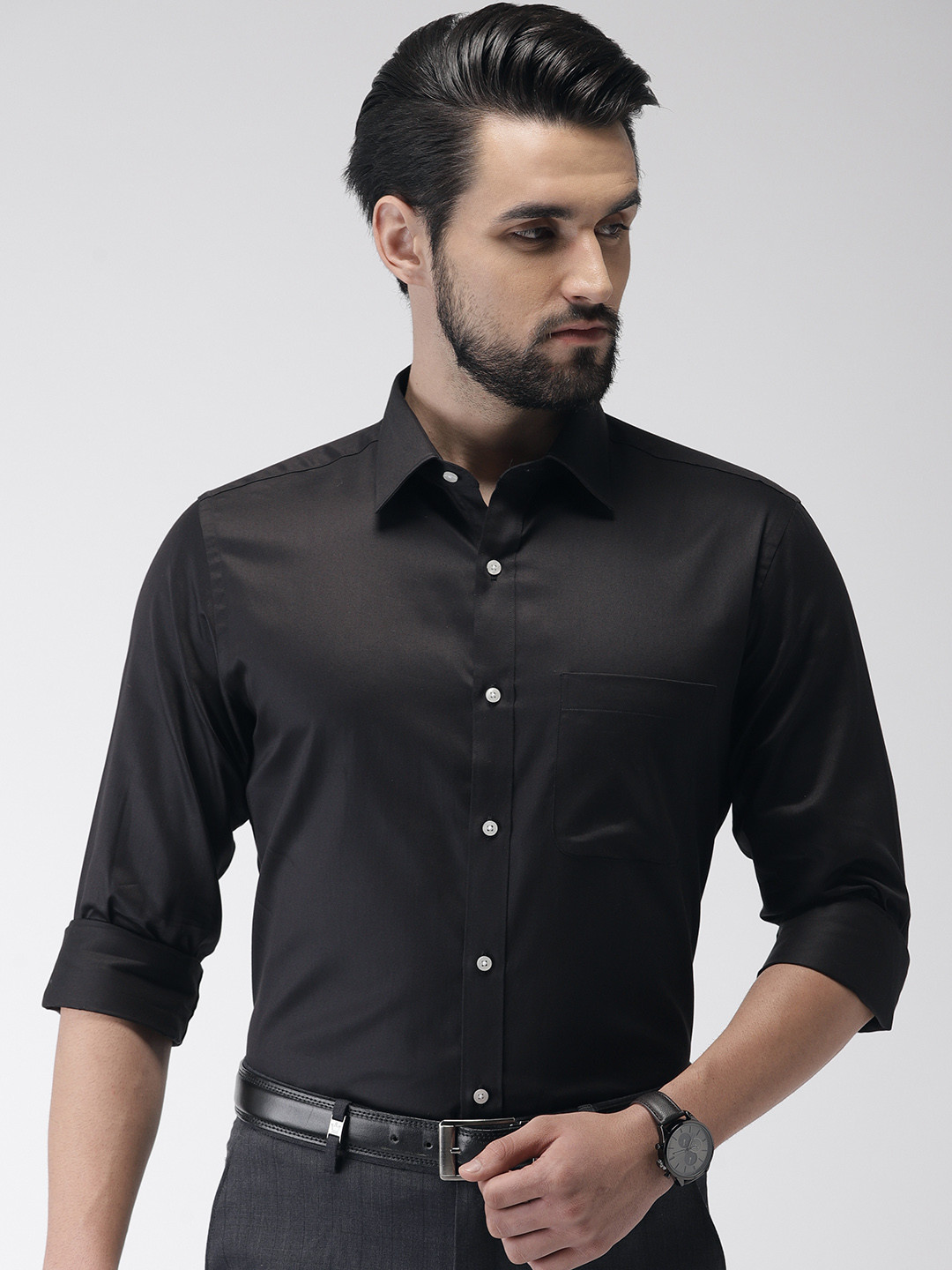 Buy Raymond Men Black Slim Fit Solid Formal Shirt Shirts for Men
