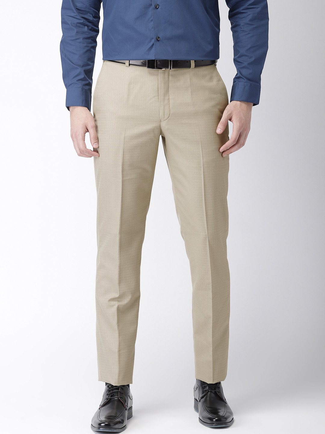 Buy Park Avenue Men Beige Smart Slim Fit Solid Formal Trousers - Trousers for Men 9636091 | Myntra