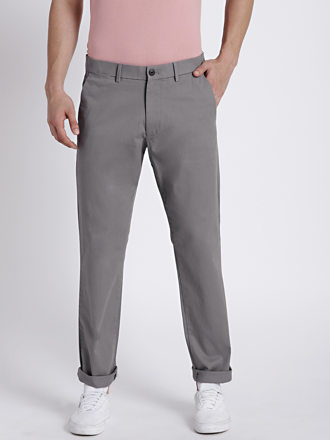 Buy GAP Men Grey Solid Modern Khakis In Slim Fit With GapFlex ...