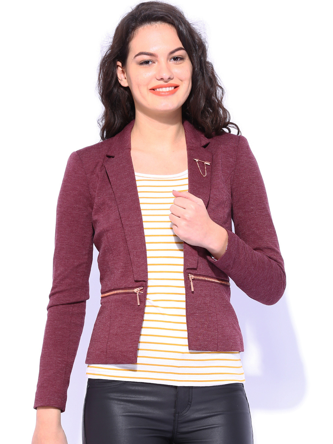 Buy ONLY Maroon Blazer Blazers for Women 964481 Myntra