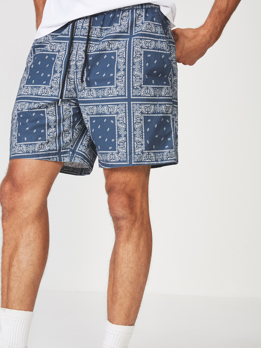 Buy COTTON ON Men Navy Blue Printed Regular Fit Regular Shorts Shorts
