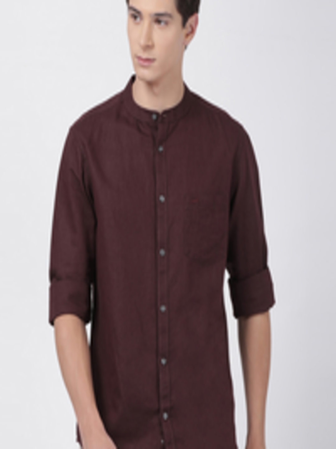 Buy Crocodile Men Maroon Slim Fit Self Design Casual Shirt - Shirts for ...