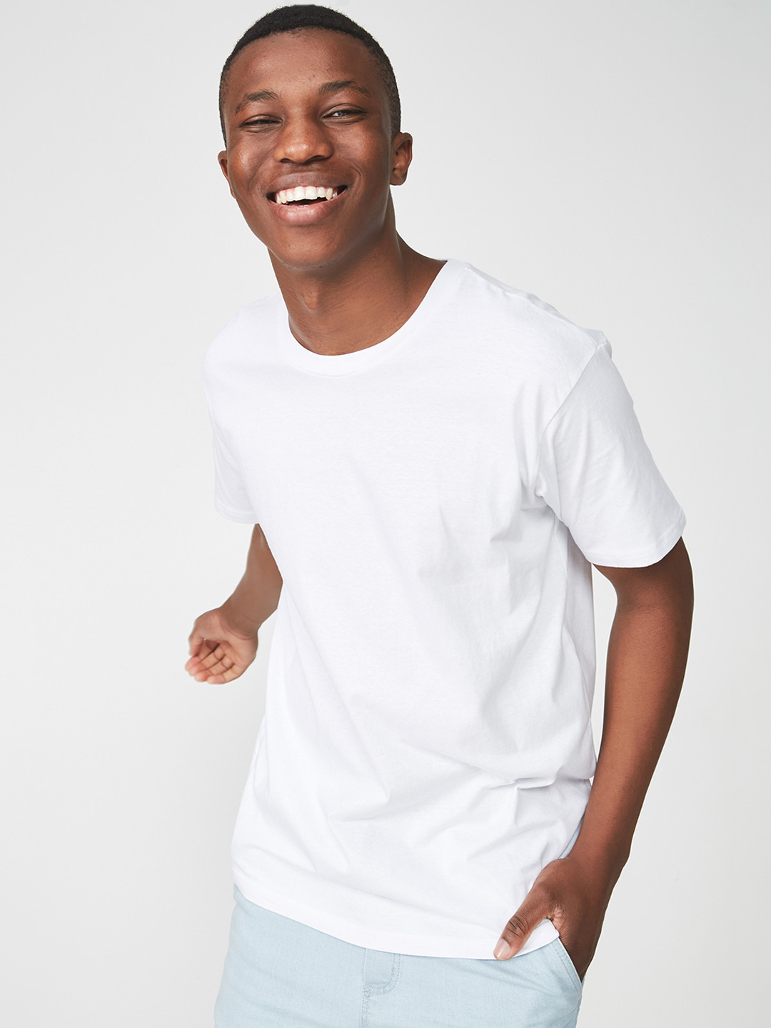 Buy COTTON ON Men White Solid Round Neck T Shirt Tshirts for Men