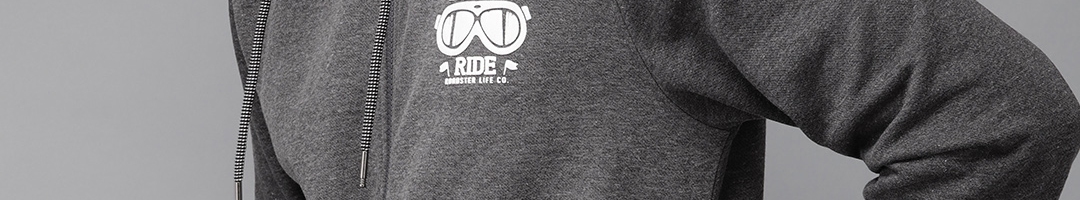 Buy The Roadster Lifestyle Co Men Charcoal Grey Solid Hooded Sweatshirt ...