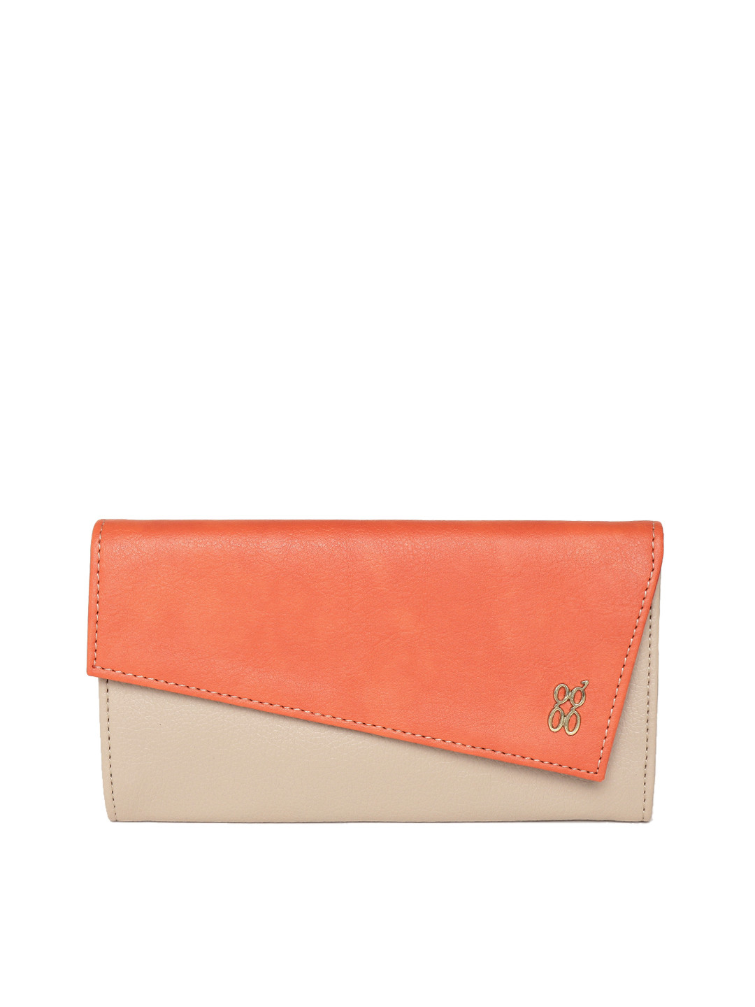 Buy Baggit Women Beige & Orange Colourblocked Three Fold Wallet ...