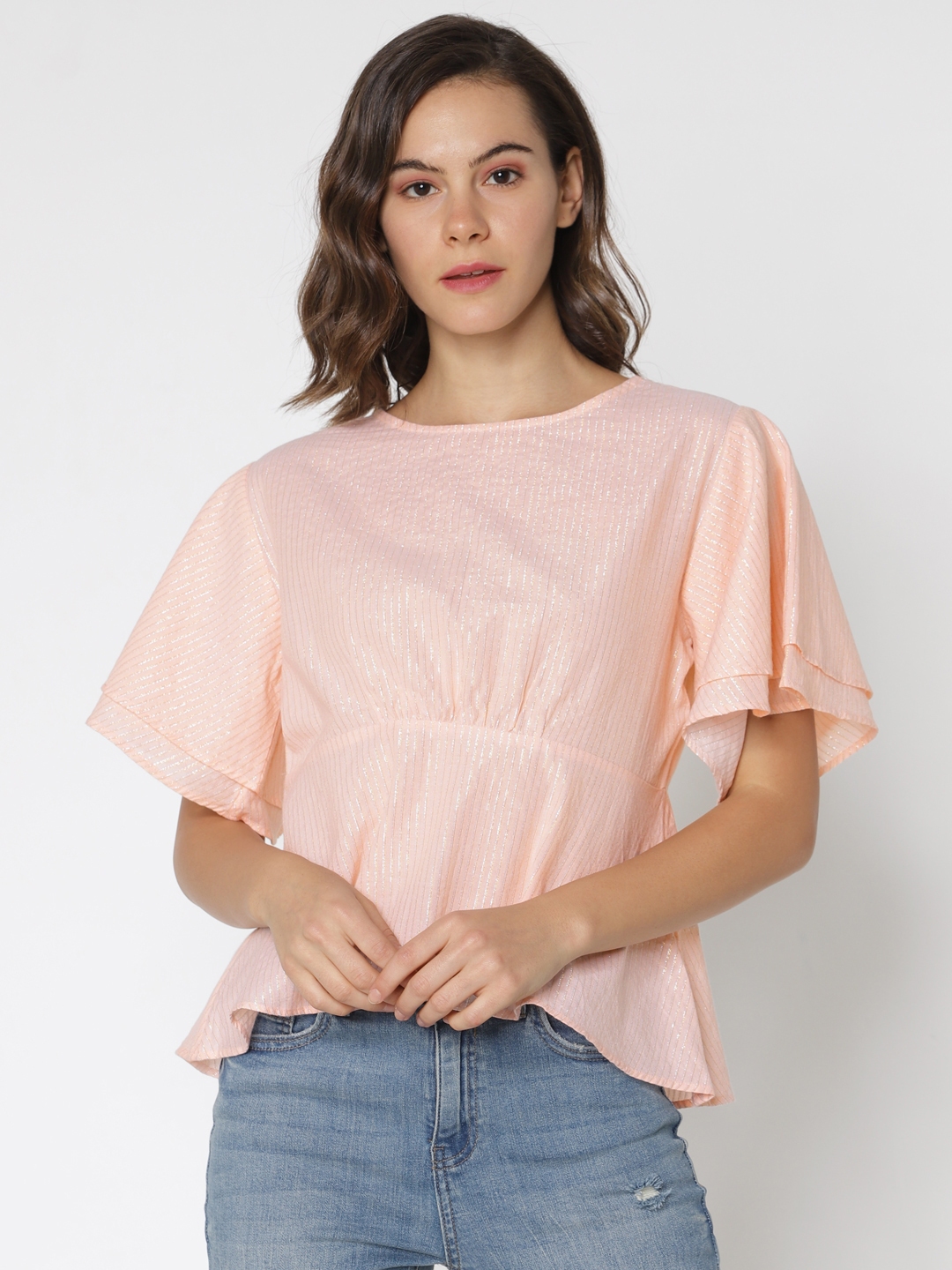 Buy ONLY Women Pink Self Striped A Line Top - Tops for Women 9670795 ...
