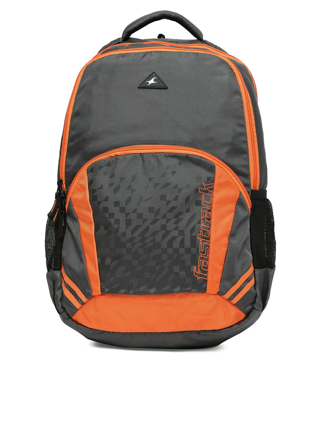 Buy Fastrack Men Grey & Orange Brand Logo Backpack - Backpacks for Men ...
