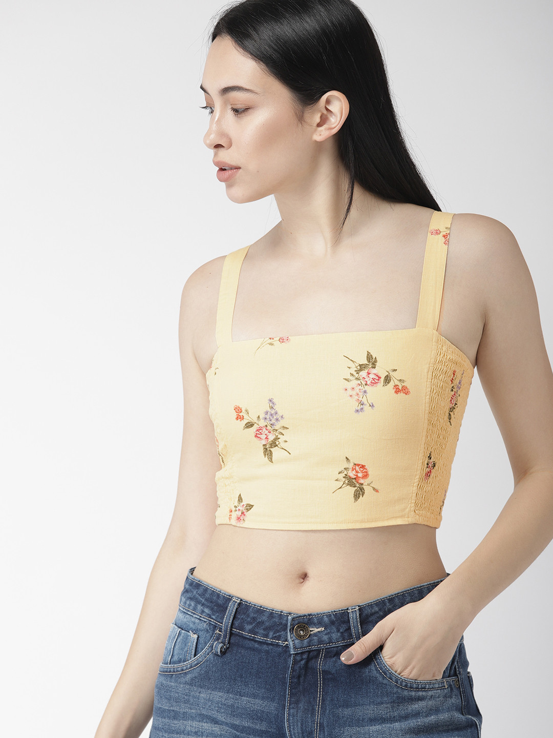 Buy FOREVER 21 Women Yellow Printed Bralette Top - Tops for Women 9684589 | Myntra