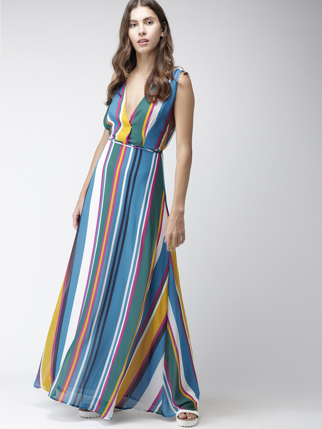 Buy FOREVER 21 Women Multicoloured Striped Maxi Dress - Dresses for ...
