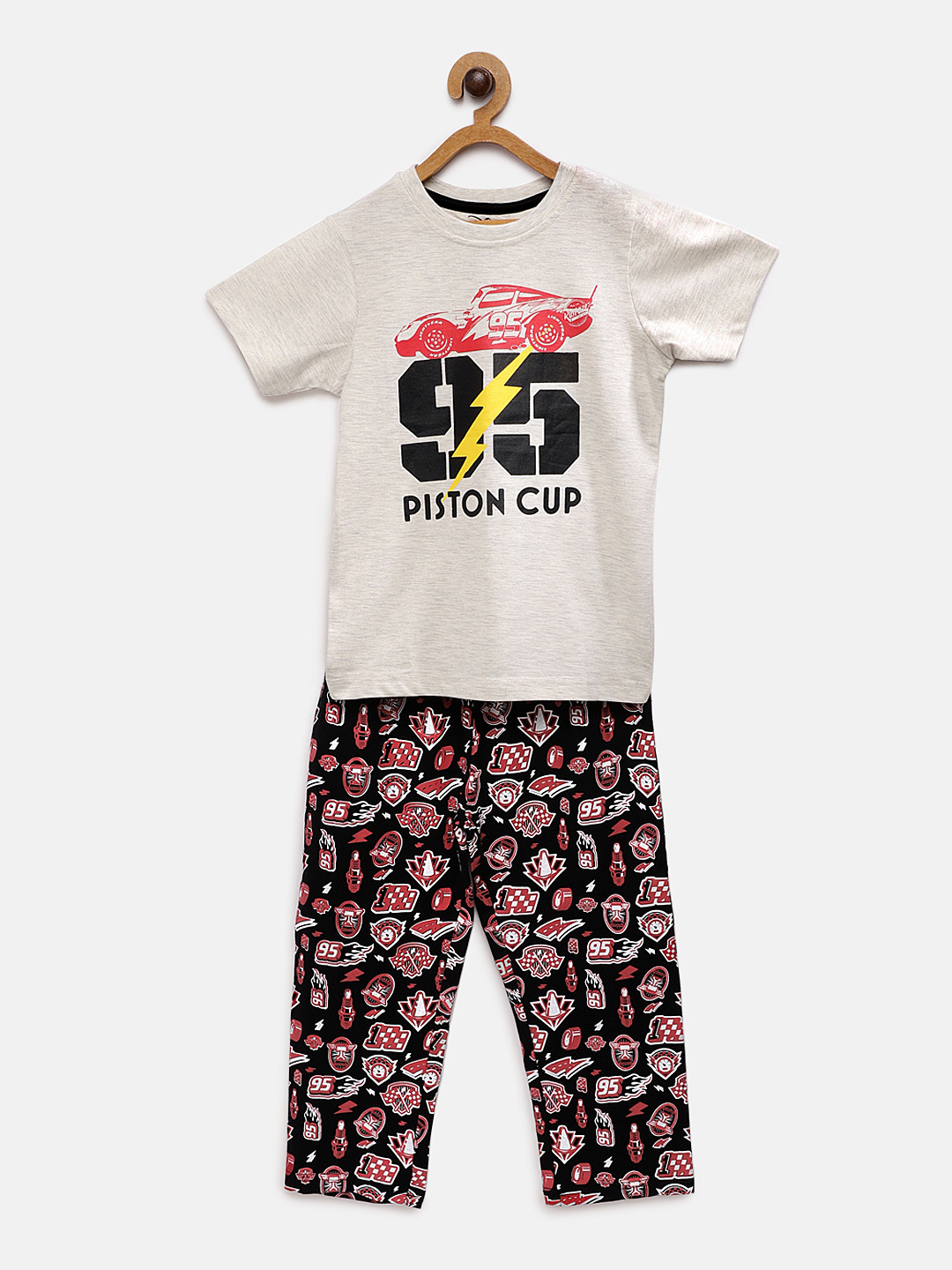 Buy TAMBOURINE Boys Grey & Red Printed Night Suit Night Suits for