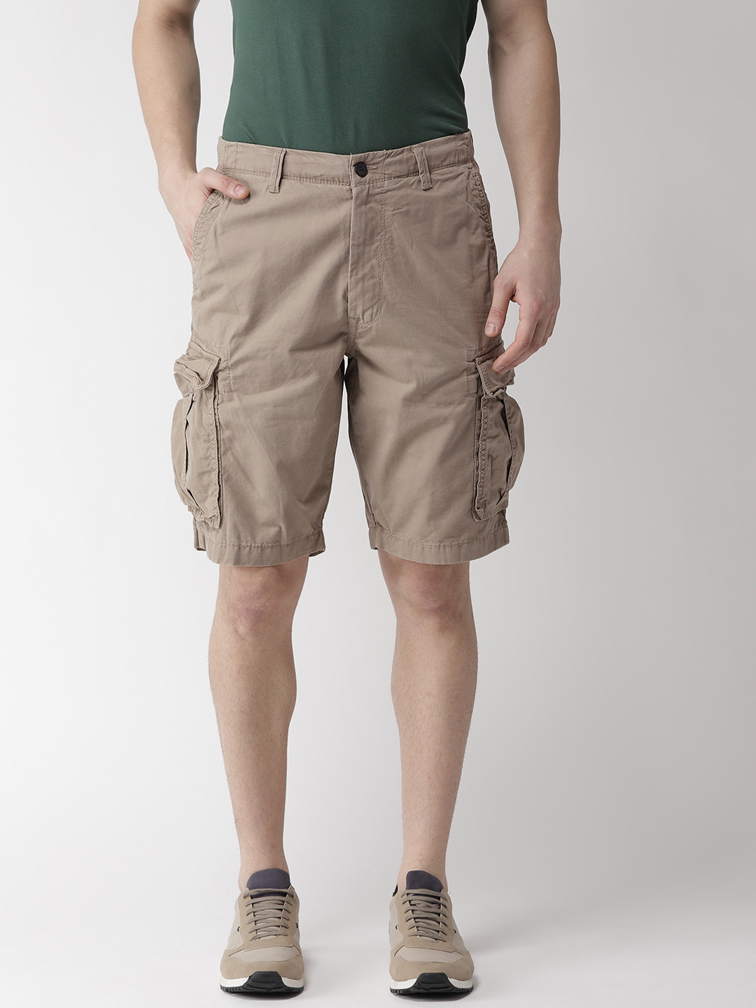 Buy Marks & Spencer Men Beige Solid Regular Fit Cargo Shorts Shorts