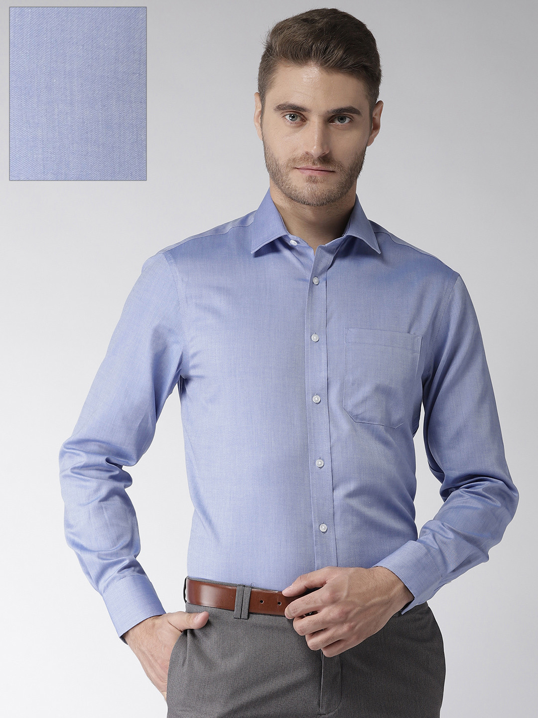 Buy Marks & Spencer Men Blue Regular Fit Solid Formal Shirt Shirts