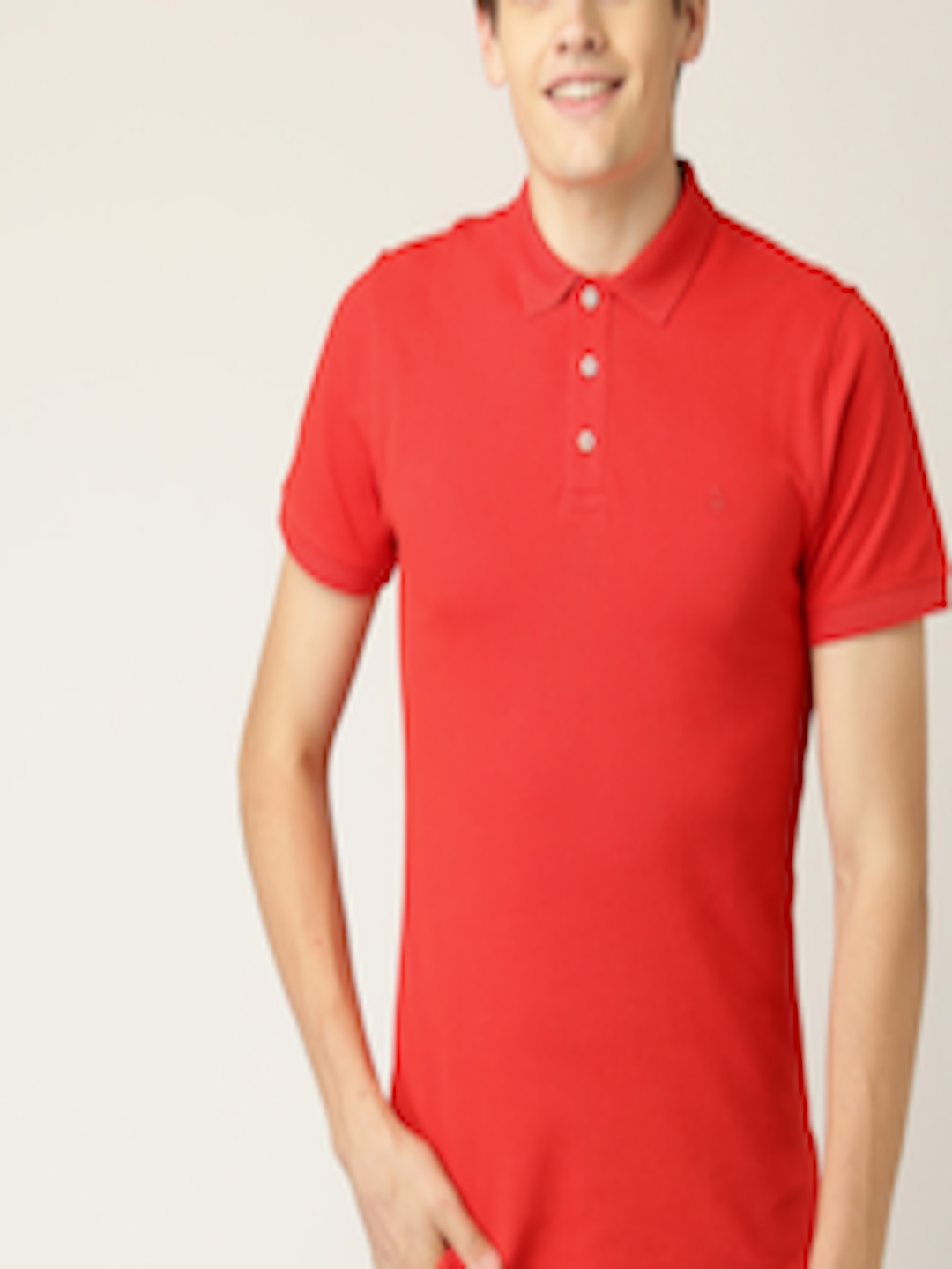 Buy United Colors Of Benetton Men Red Solid Polo Collar T Shirt ...