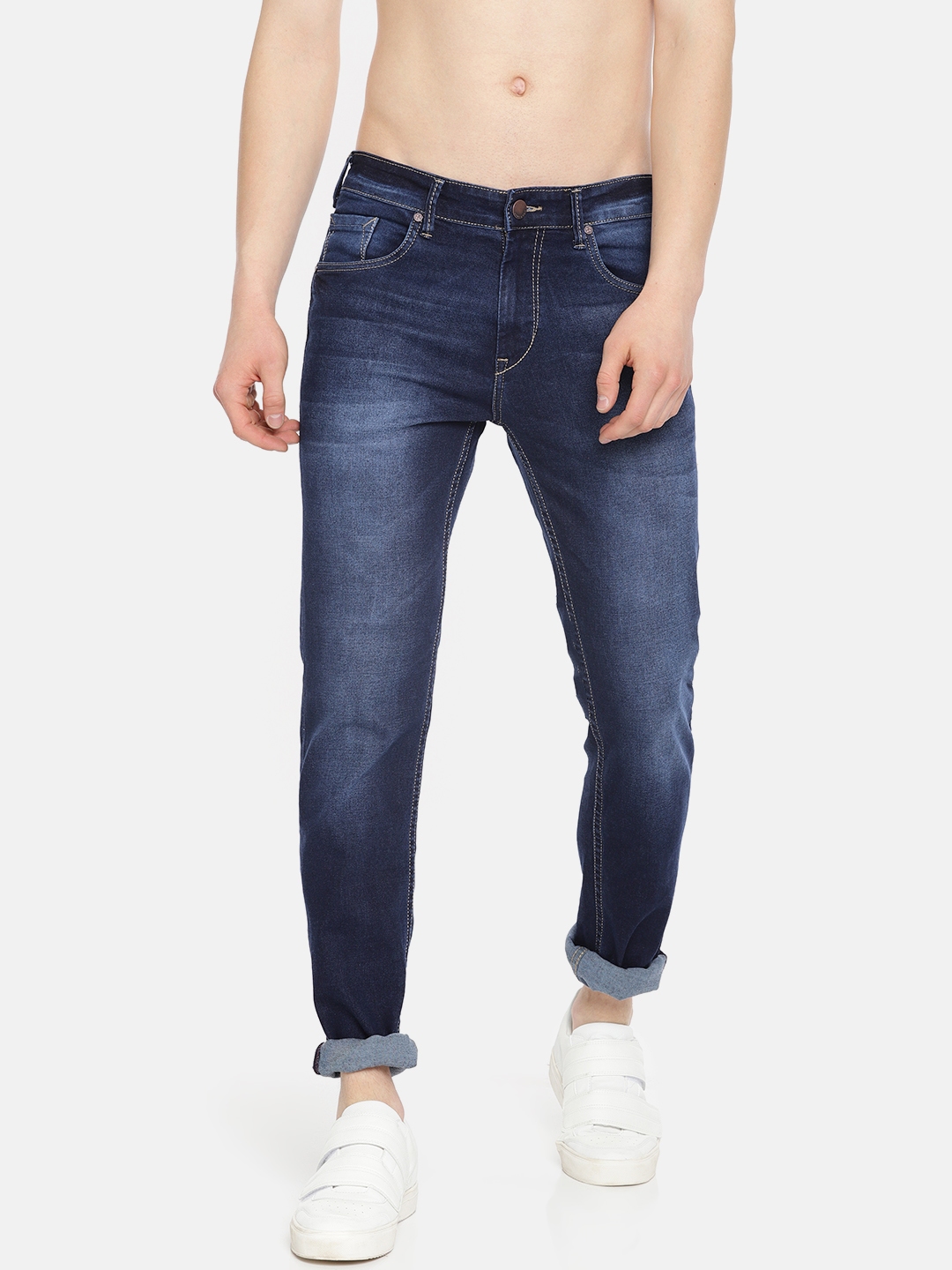 Buy Hereandnow Men Blue Slim Fit Mid Rise Clean Look Stretchable Jeans Jeans For Men 9713693 