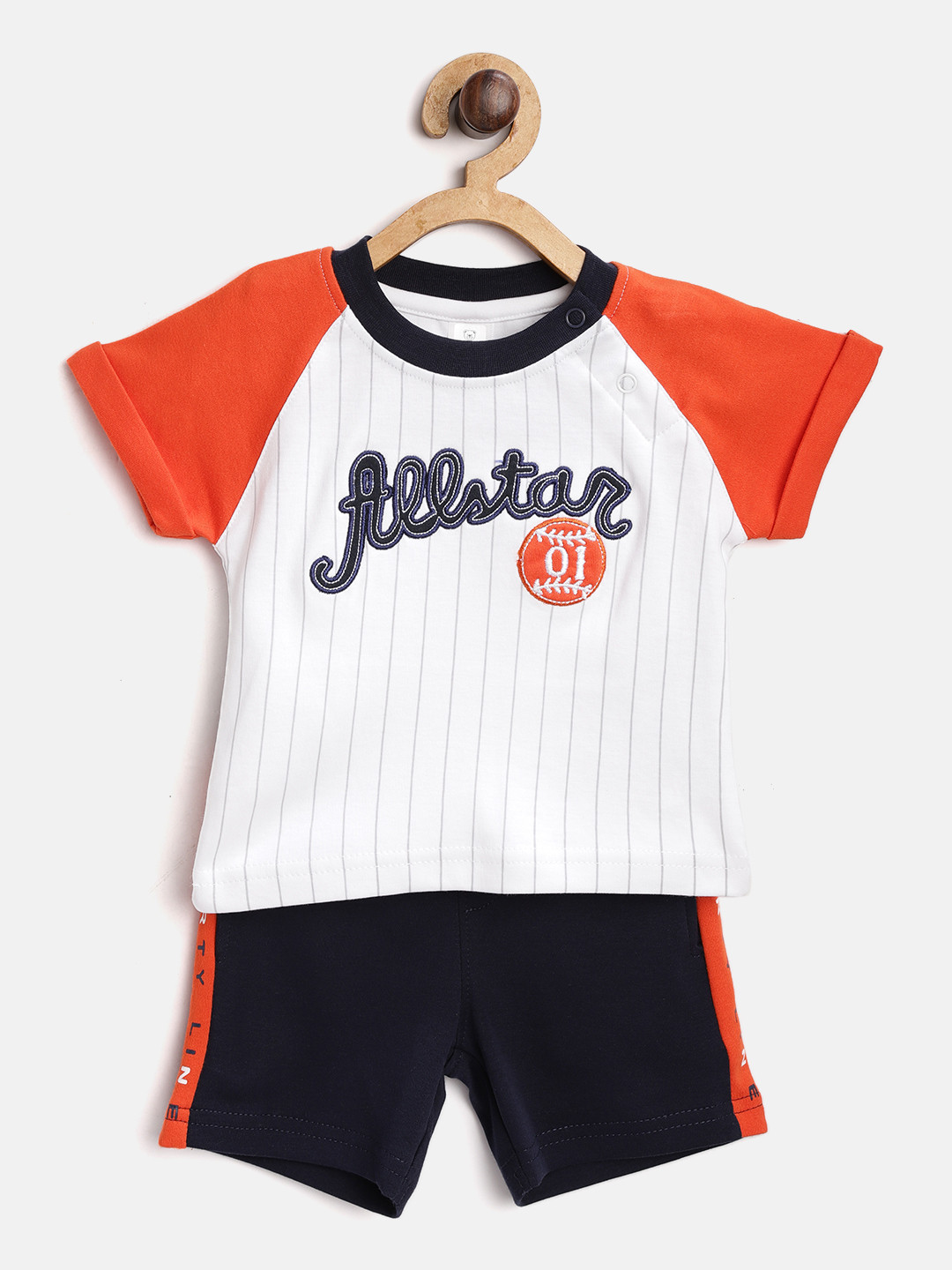 Buy TOFFY HOUSE Boys White & Navy Striped T Shirt With Shorts