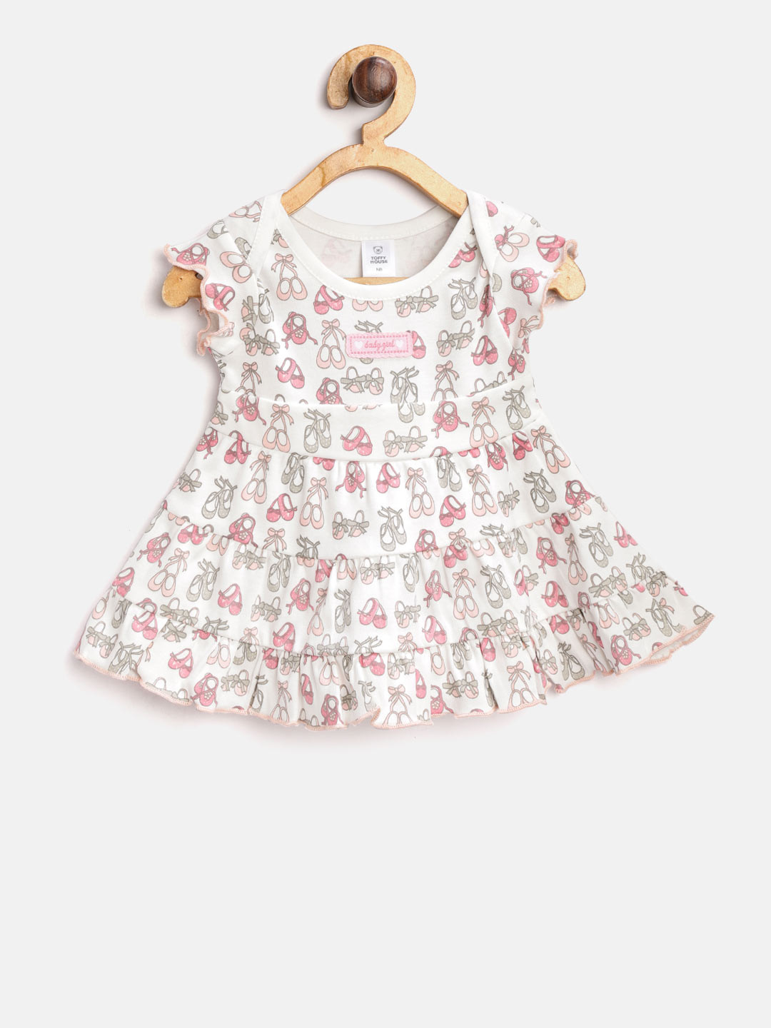 Buy TOFFY HOUSE Girls Off White & Pink Printed Fit And Flare Dress