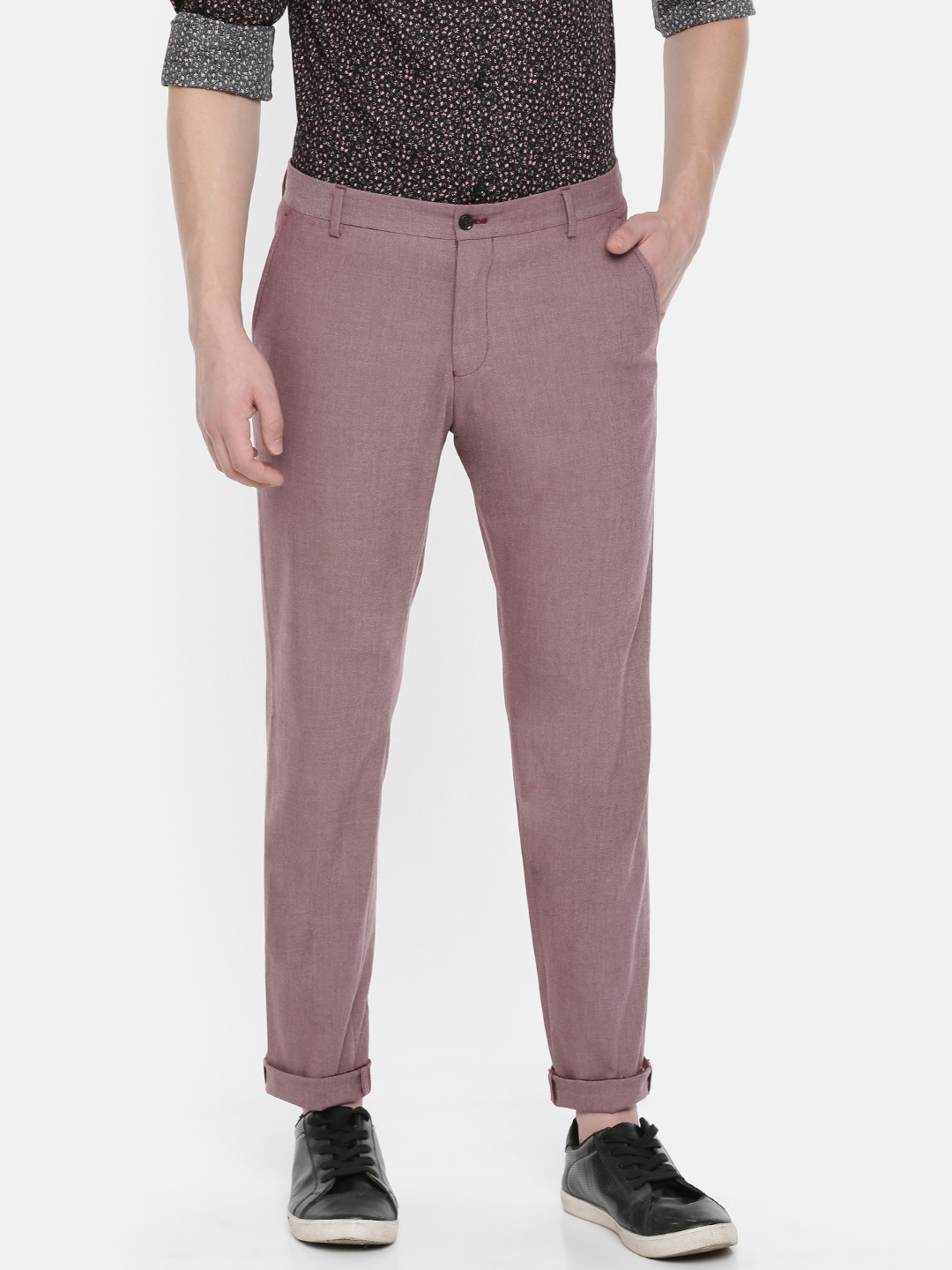 Buy SELECTED Men Pink Slim Fit Solid Casual Trousers Trousers for Men