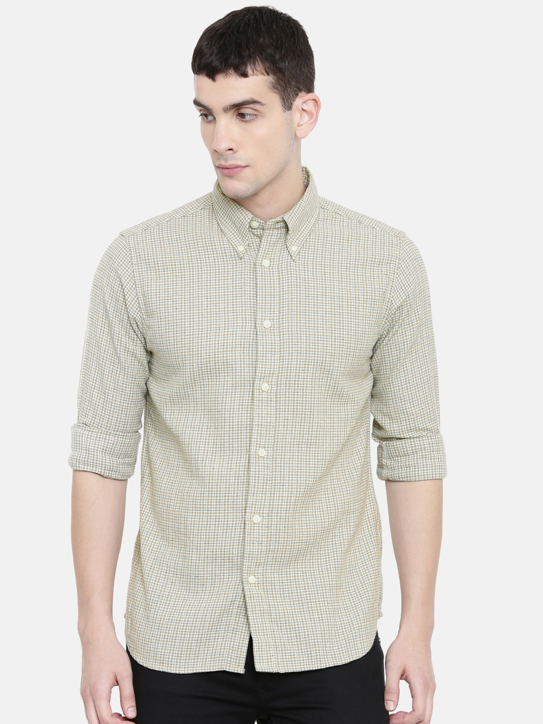Buy SELECTED Men Grey & Beige Regular Fit Checked Casual Shirt - Shirts ...