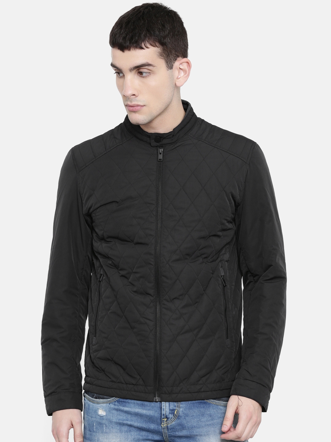Buy SELECTED Men Black Solid Quilted Jacket - Jackets for Men 9721511 ...