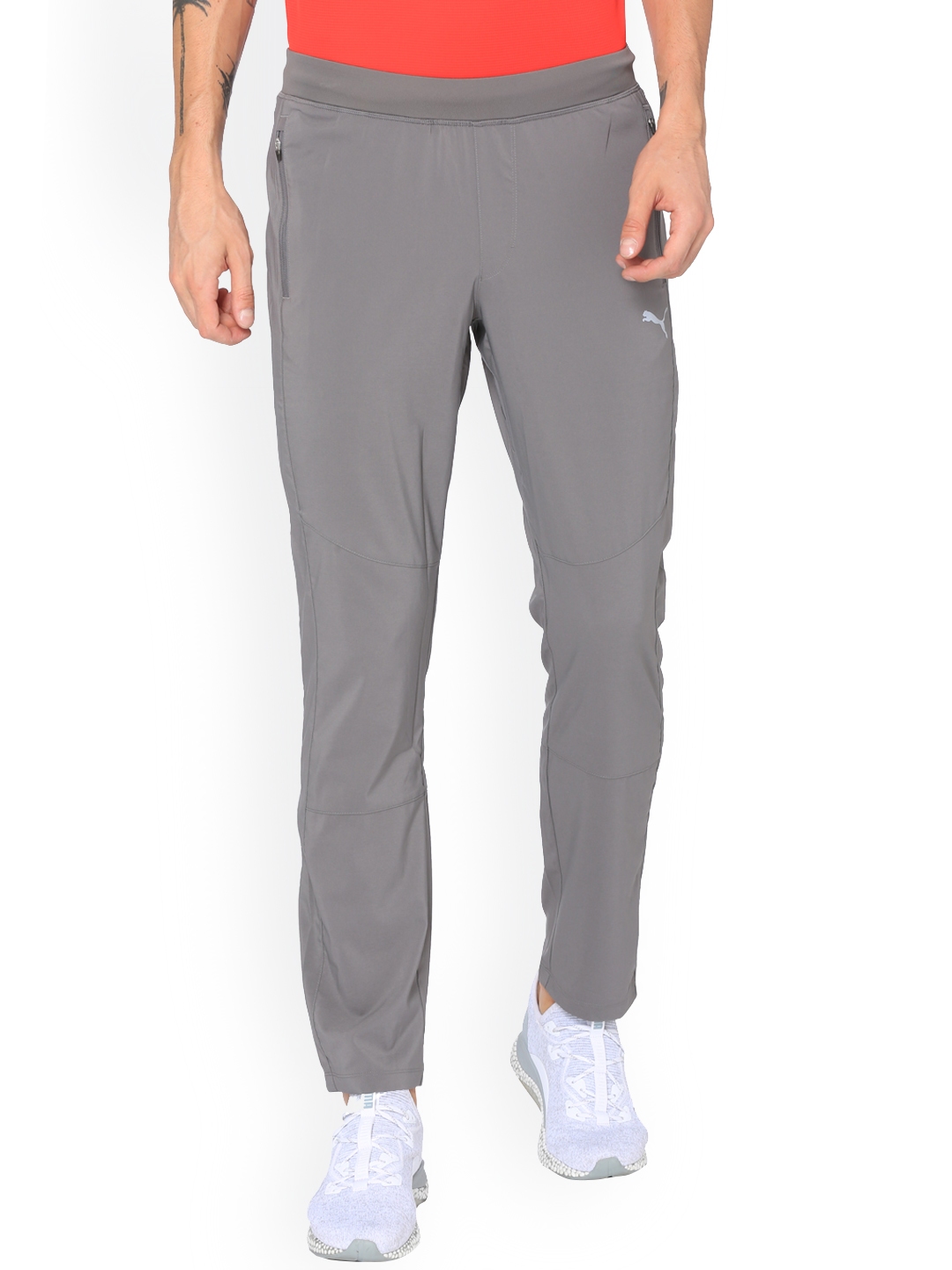 puma solid men's grey track pants