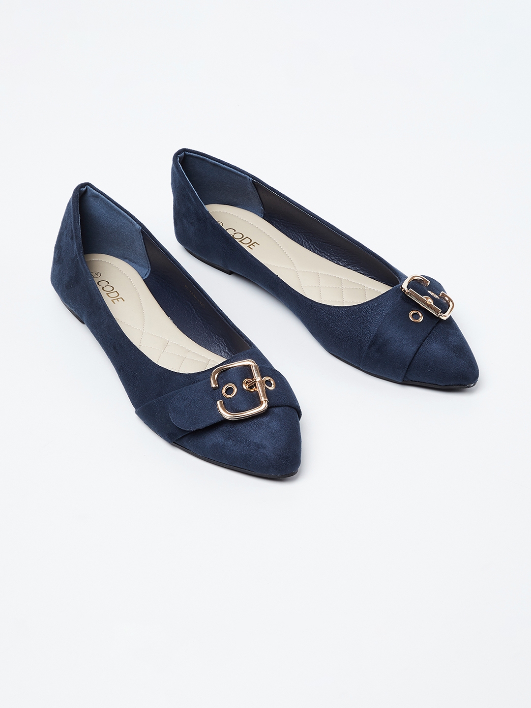 pointed toe navy blue flats