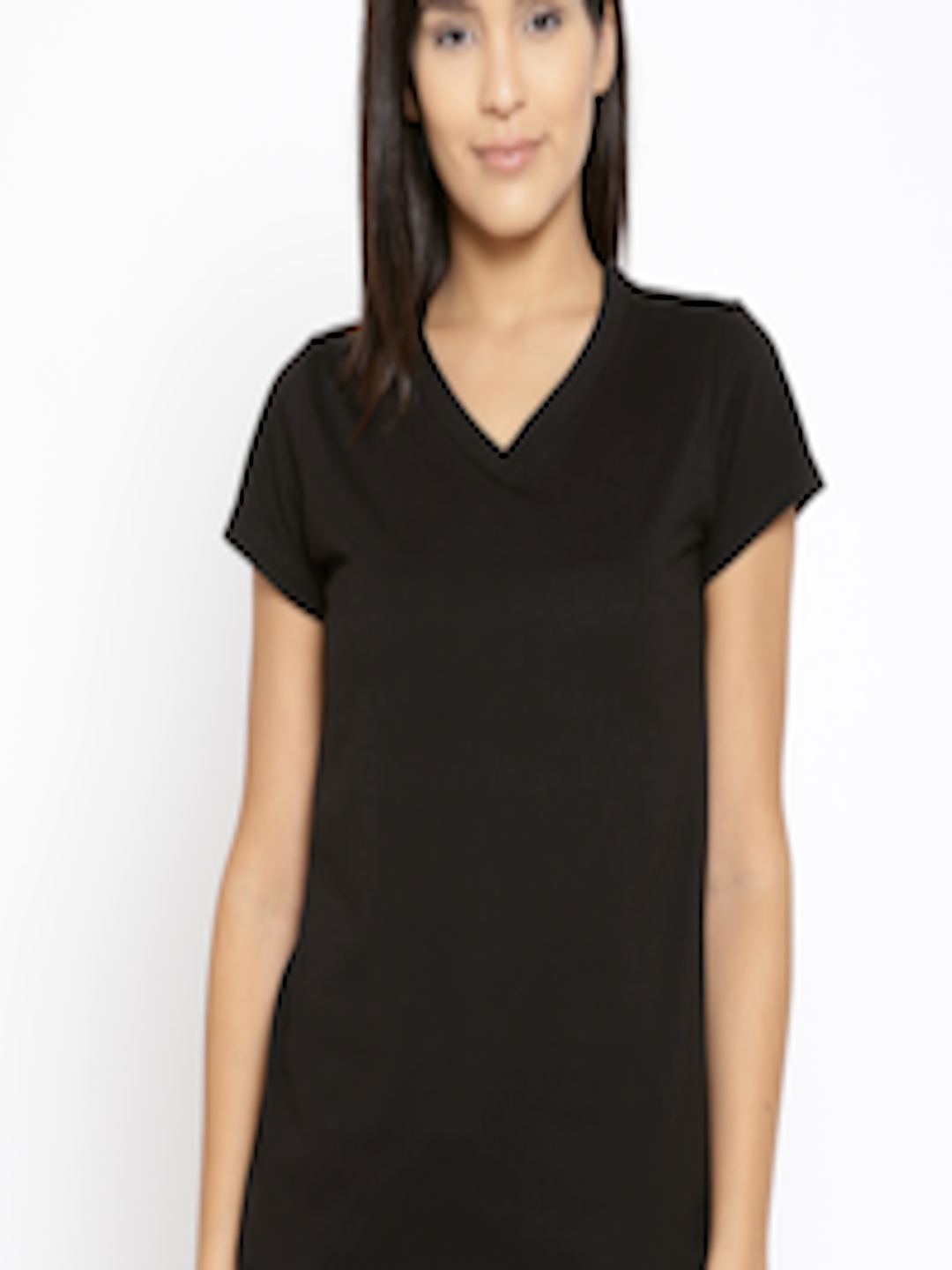 Buy Kanvin Women Black Solid Lounge T Shirt MJKSS109F - Lounge Tshirts ...