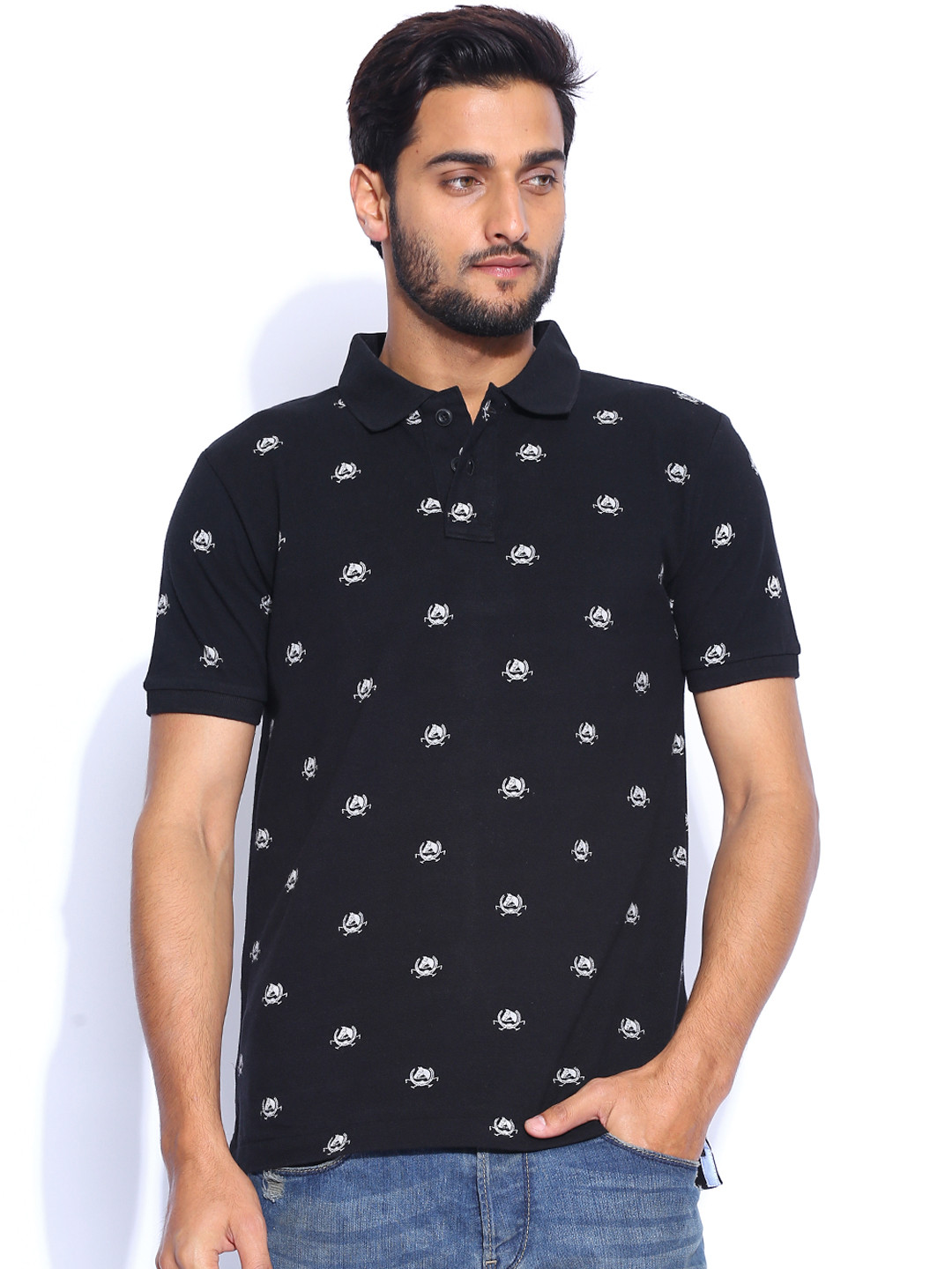 Buy U.S. Polo Assn. Black Polo Pure Cotton T Shirt Tshirts for Men