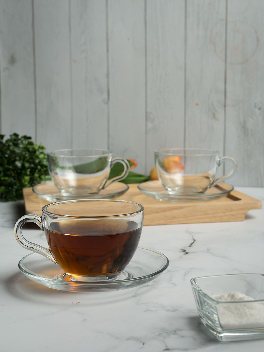 Buy Pasabahce Set Of 6 Glass Cup & Saucers 238 Ml - Tea Set for Unisex ...