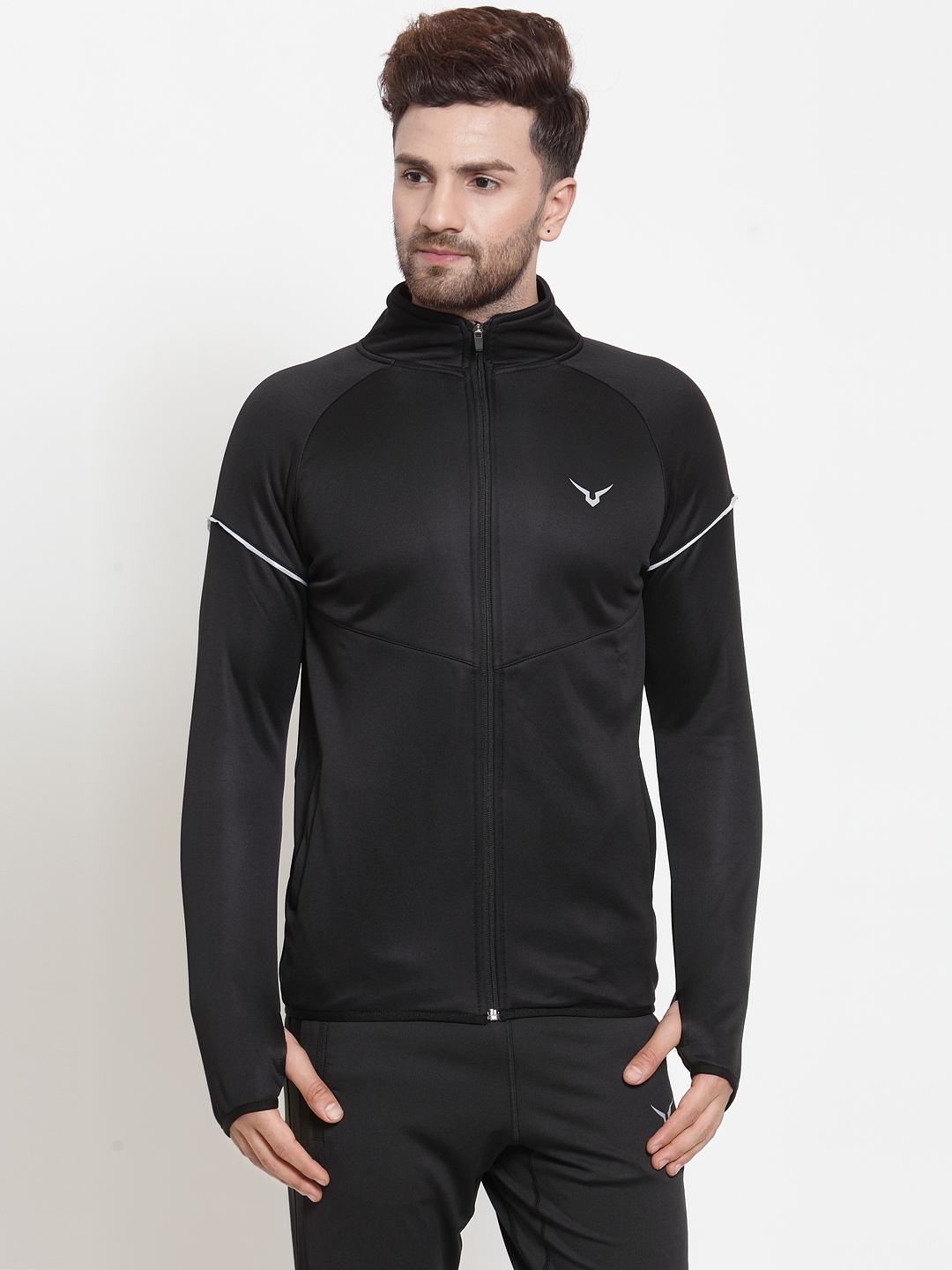 Buy Invincible Men Black Solid Athleisure Jacket - Jackets for Men ...