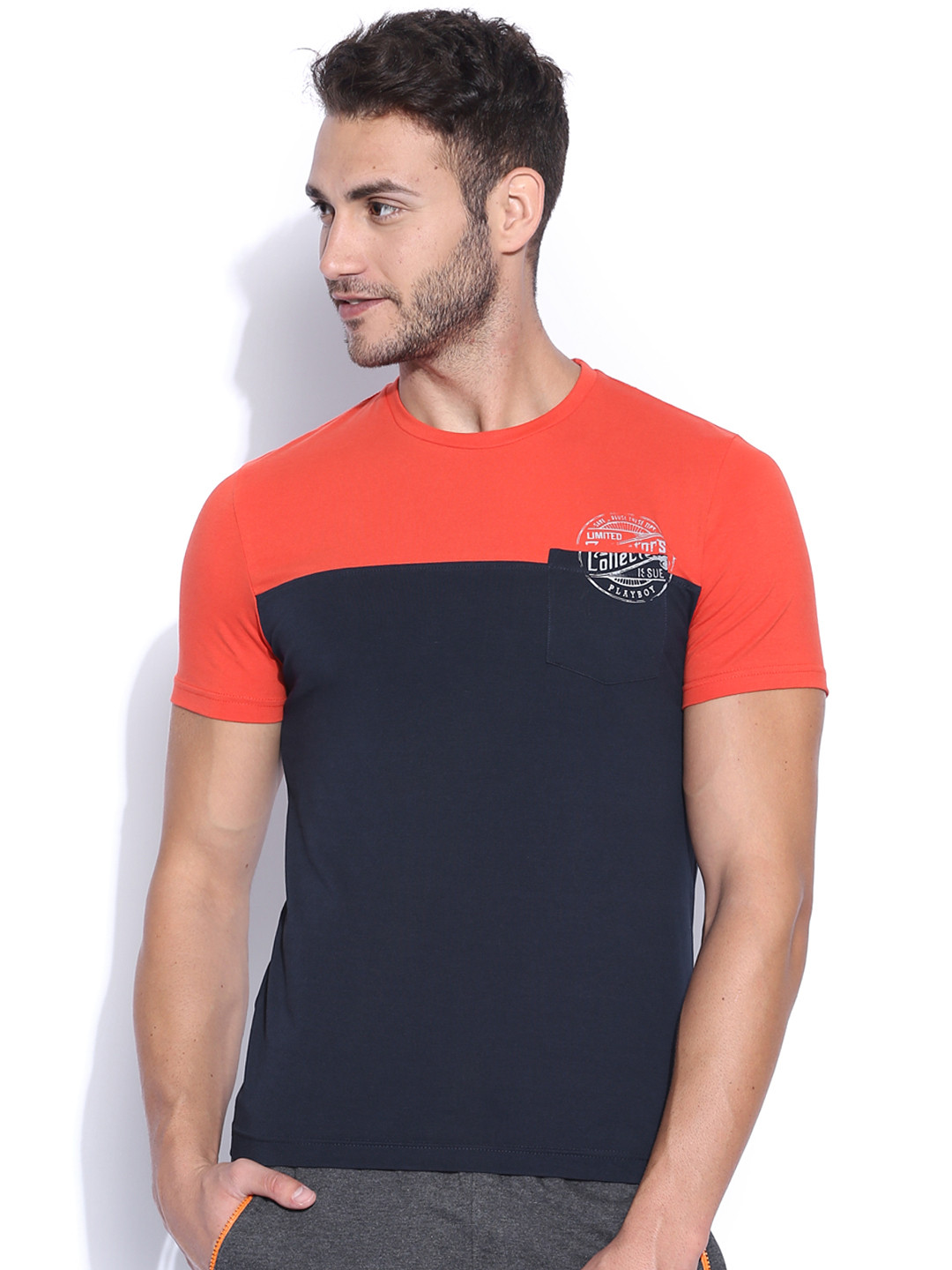 Buy Playboy Navy & Orange Lounge T Shirt LW 707 - Tshirts ...