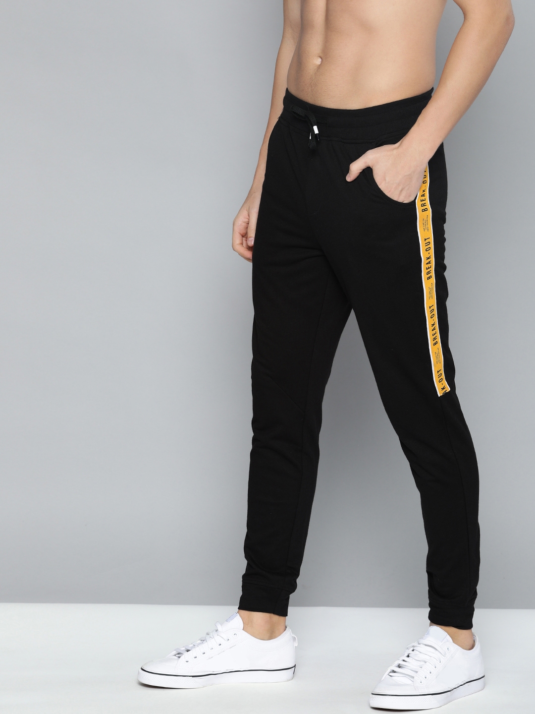 black joggers with side pockets