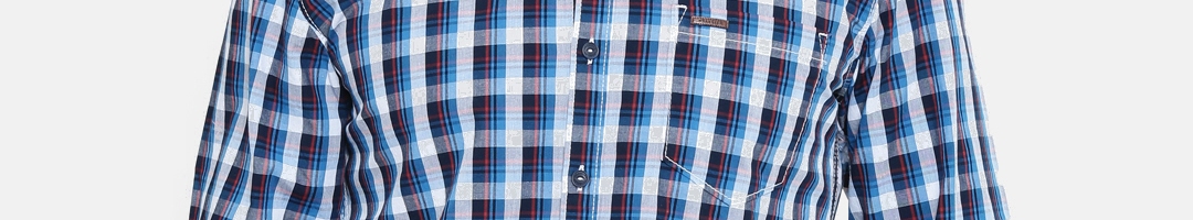 Buy Wrangler Men Blue & White Slim Fit Checked Casual Shirt - Shirts ...