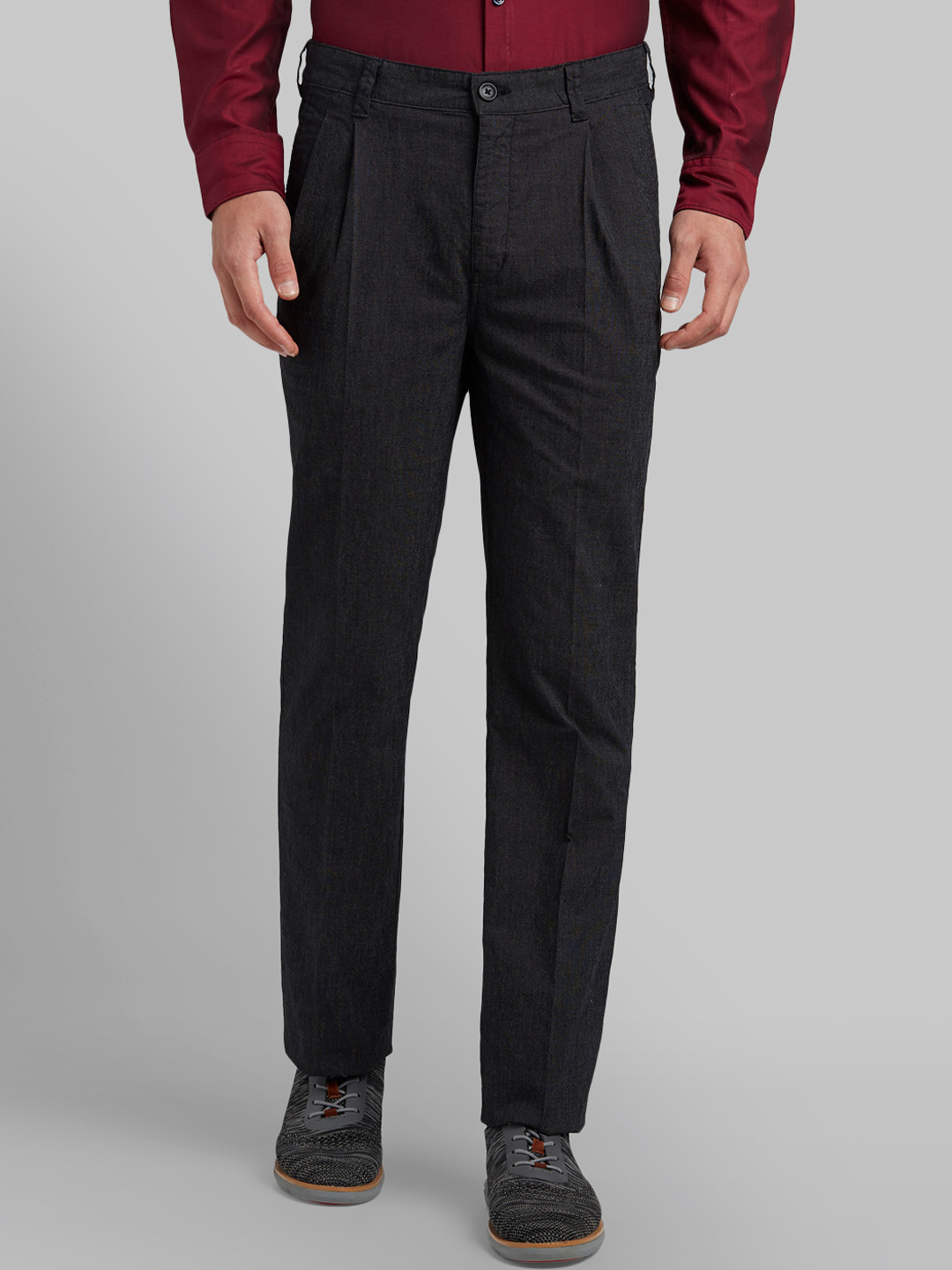 Buy Parx Men Black Regular Fit Solid Formal Trousers - Trousers for Men ...