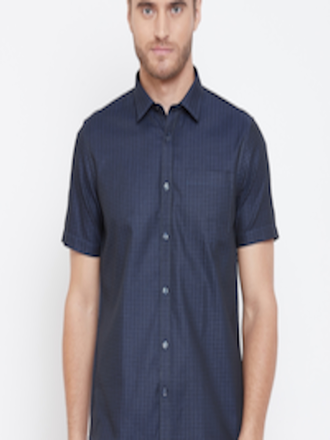 Buy Blackberrys Men Navy Blue Slim Fit Self Design Casual Shirt ...