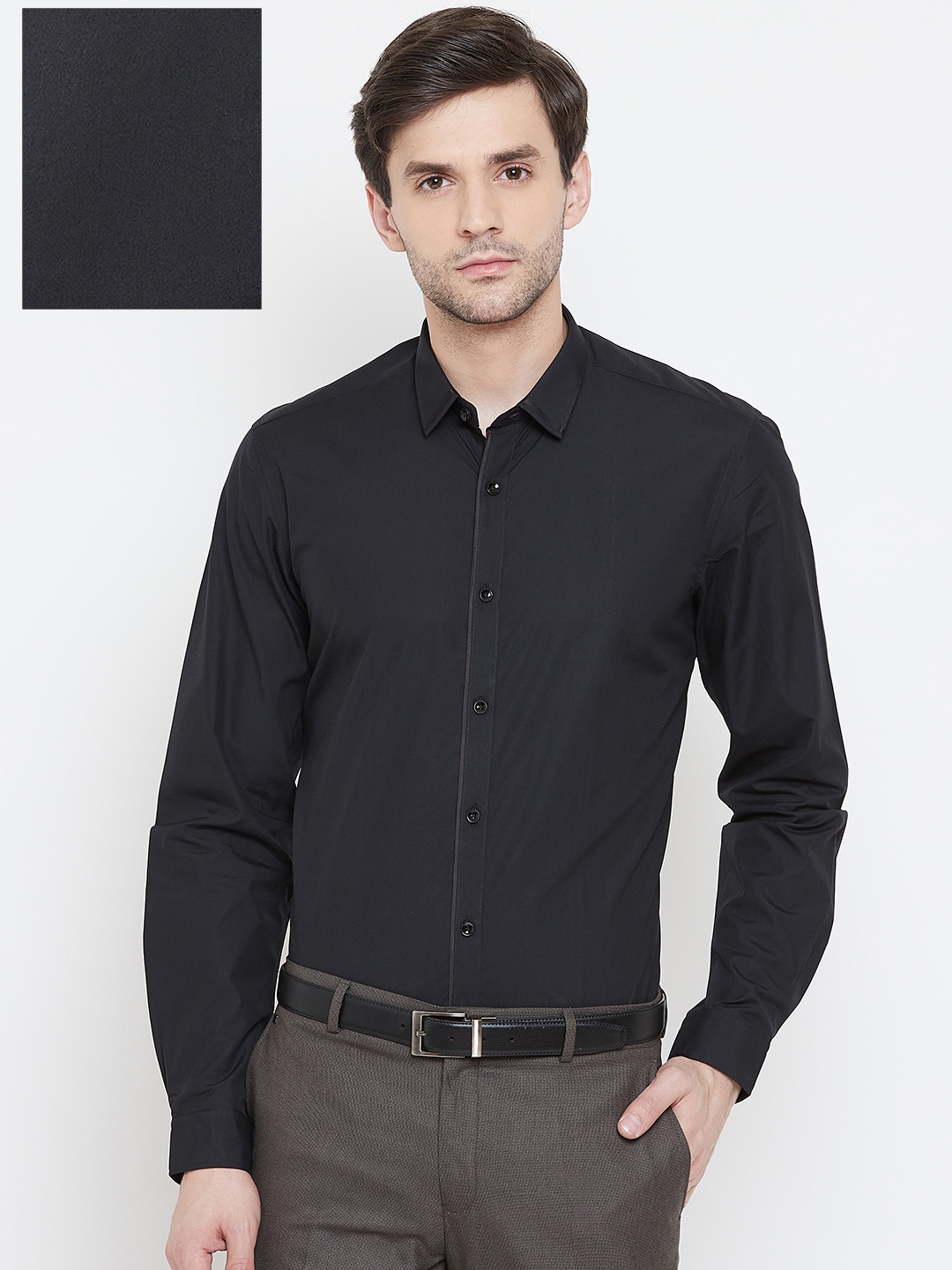 Buy Blackberrys Men Black Slim Fit Solid Formal Shirt - Shirts for Men ...