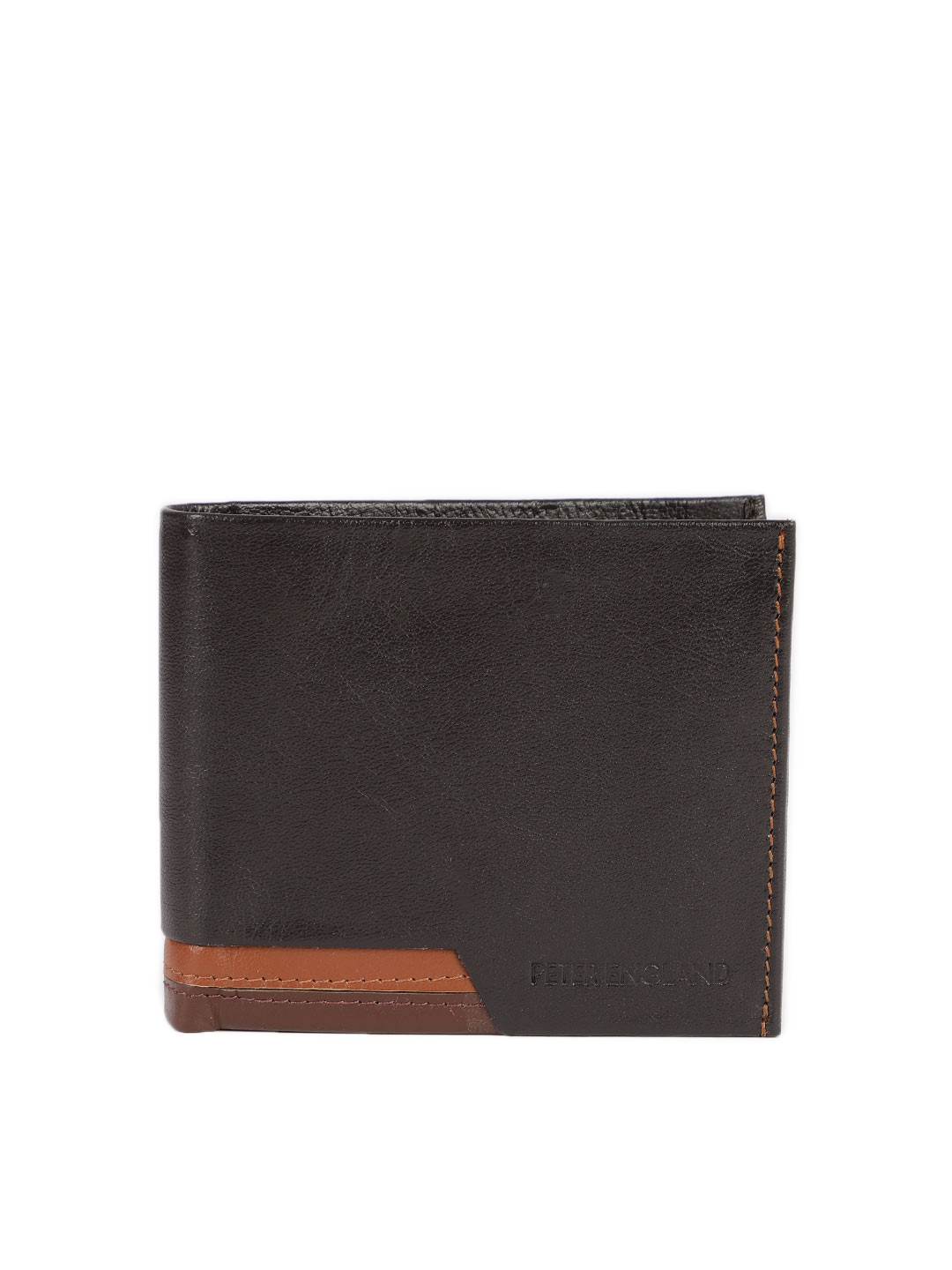 Buy Peter England Men Brown Solid Genuine Leather Two Fold Leather