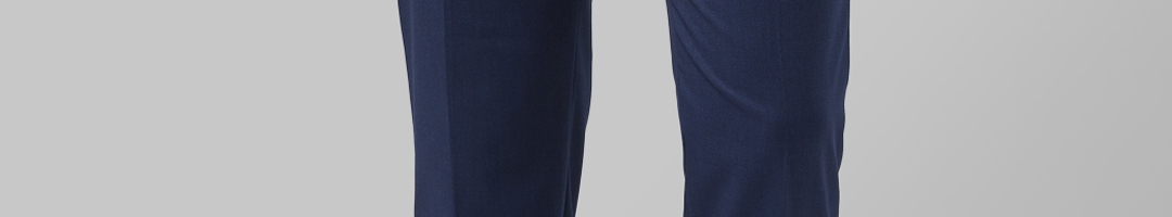 Buy Raymond Men Blue Regular Fit Solid Formal Trousers - Trousers for ...